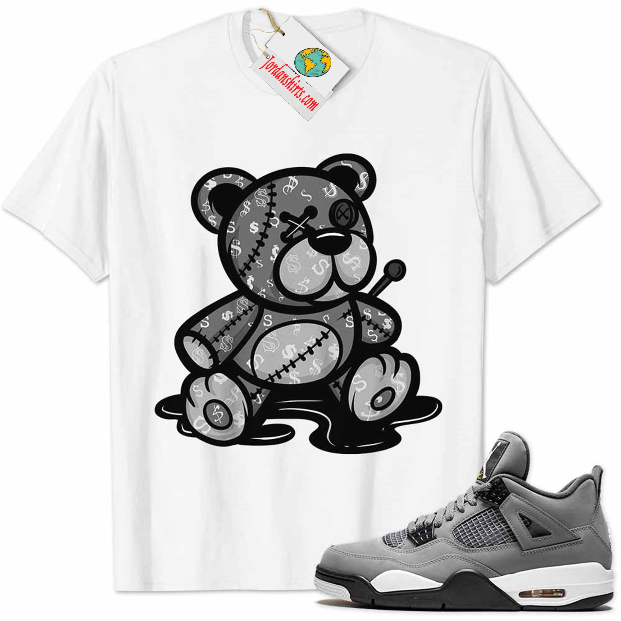Jordan 4 Shirt, Jordan 4 Cool Grey Shirt Teddy Bear All Money In White Plus Size Up To 5xl