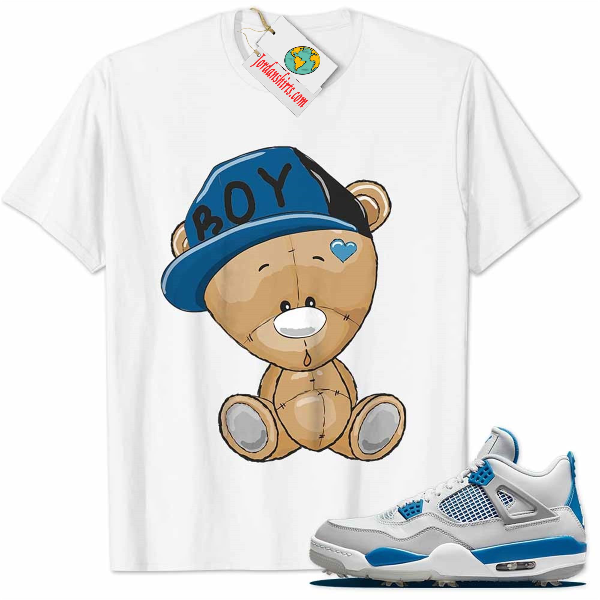 Jordan 4 Shirt, Jordan 4 Golf Military Blue Shirt Cute Baby Teddy Bear White Size Up To 5xl