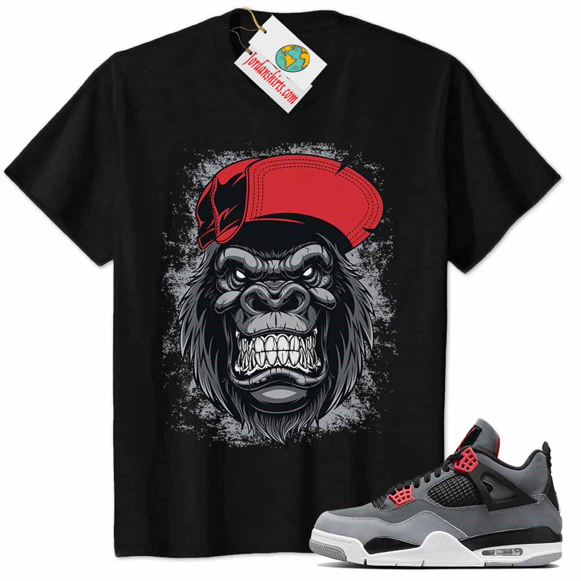 Jordan 4 Shirt, Jordan 4 Infrared 23 Shirt Shirt Ferocious Gorilla Black Size Up To 5xl