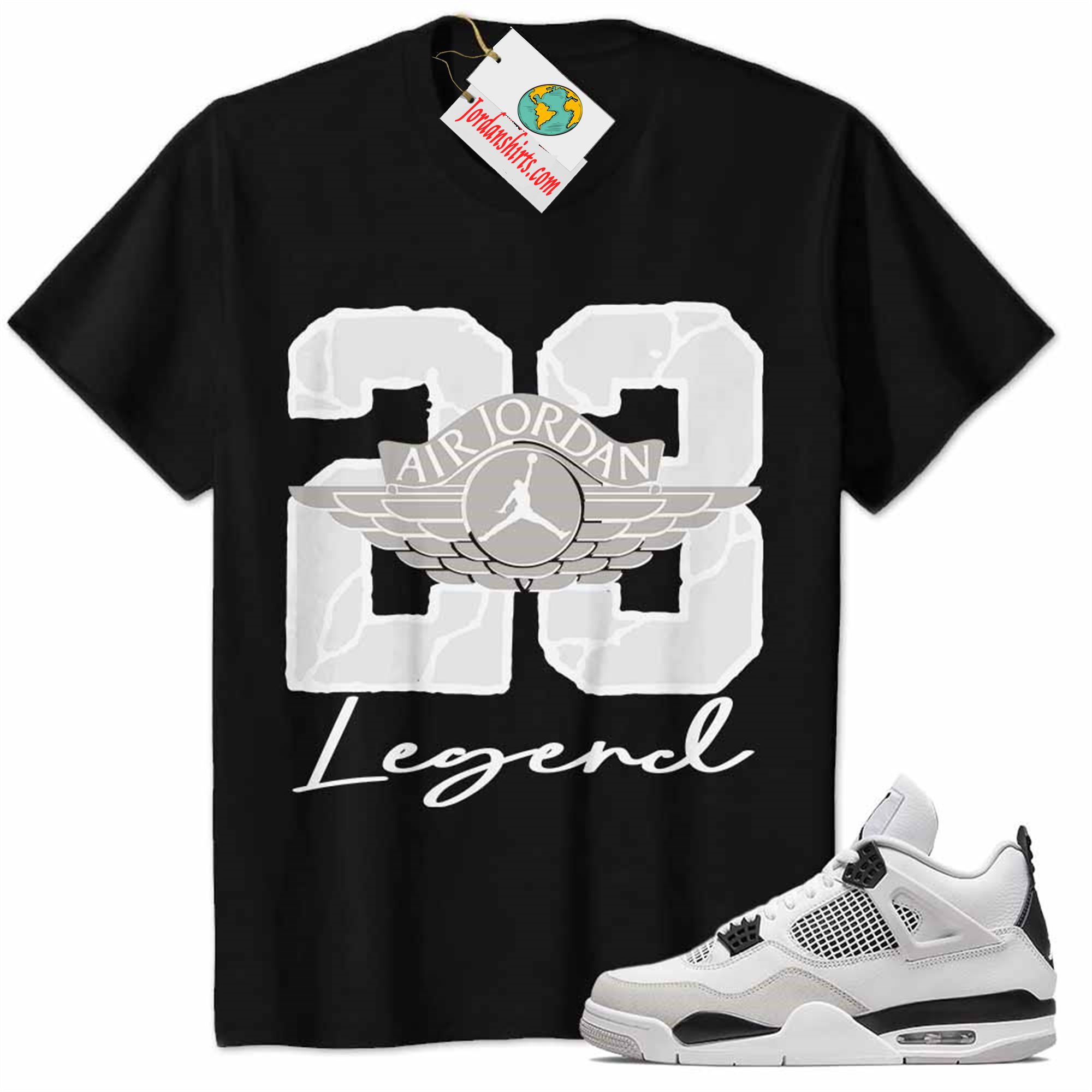 Jordan 4 Shirt, Jordan 4 Military Black Shirt Shirt 23 Jordan Number Legend Black Plus Size Up To 5xl