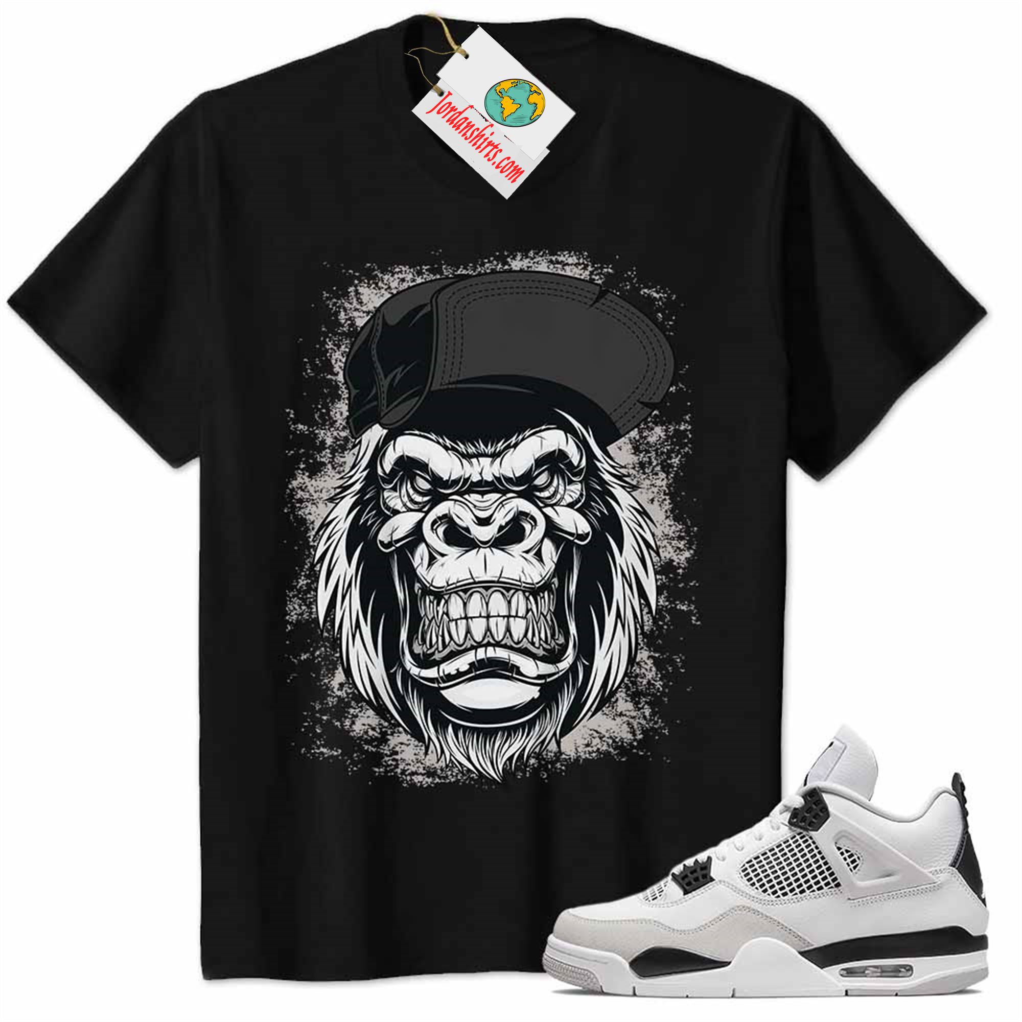 Jordan 4 Shirt, Jordan 4 Military Black Shirt Shirt Ferocious Gorilla Black Size Up To 5xl