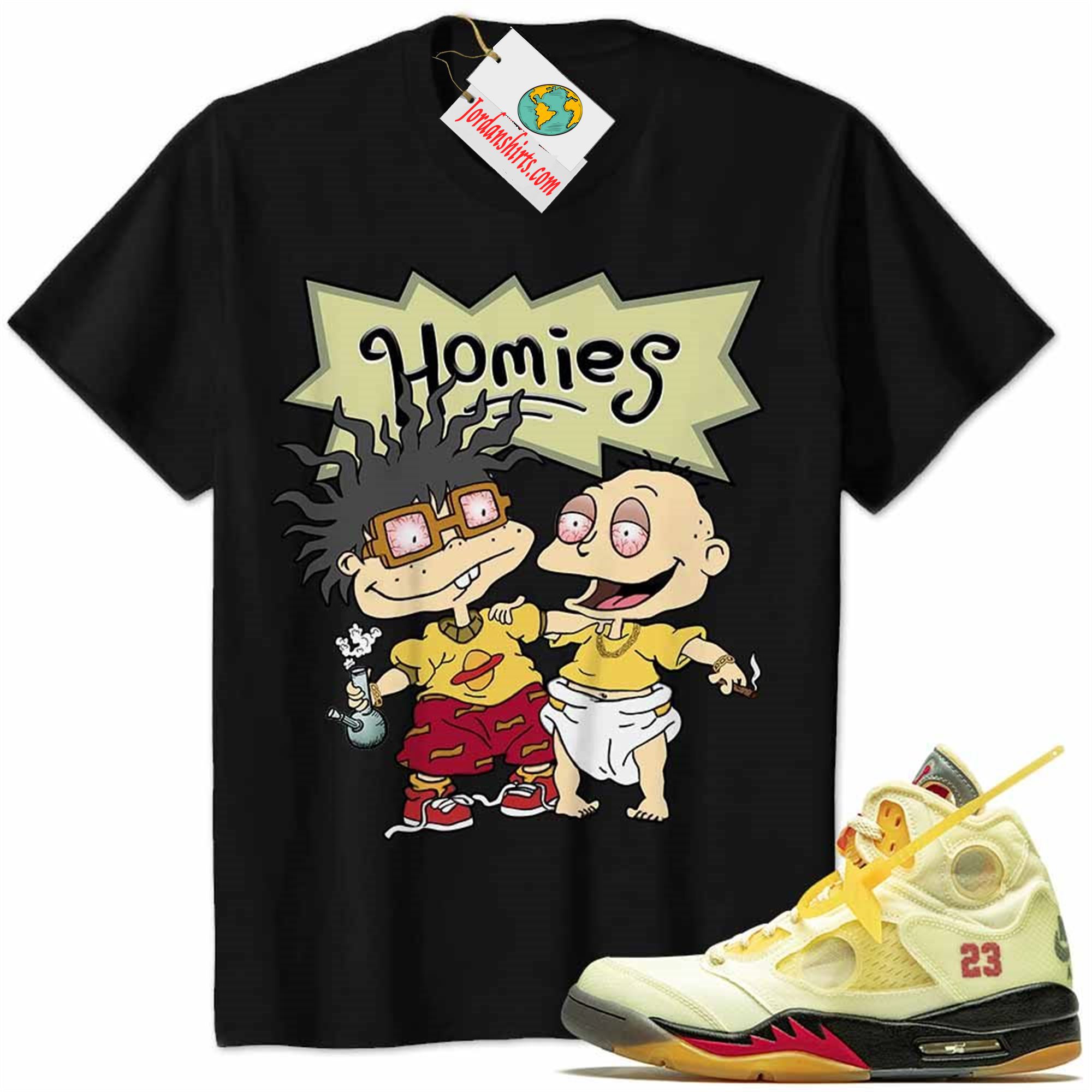 Jordan 5 Shirt, Off-white Shirt Hommies Tommy Pickles Chuckie Finster Rugrats Black Full Size Up To 5xl