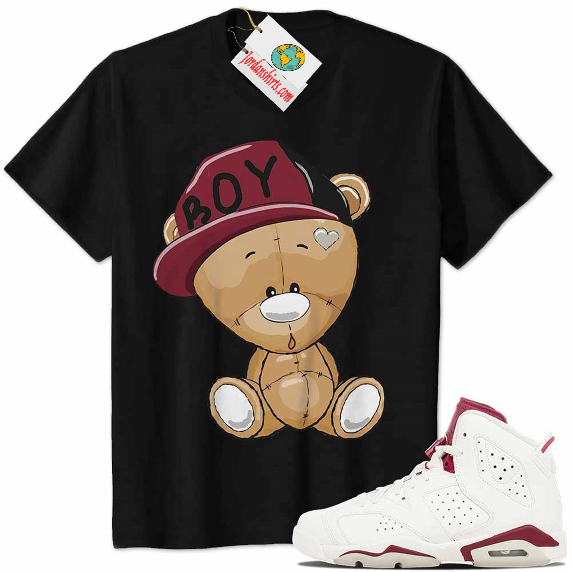 Jordan 6 Shirt, Jordan 6 Maroon Shirt Cute Baby Teddy Bear Black Size Up To 5xl