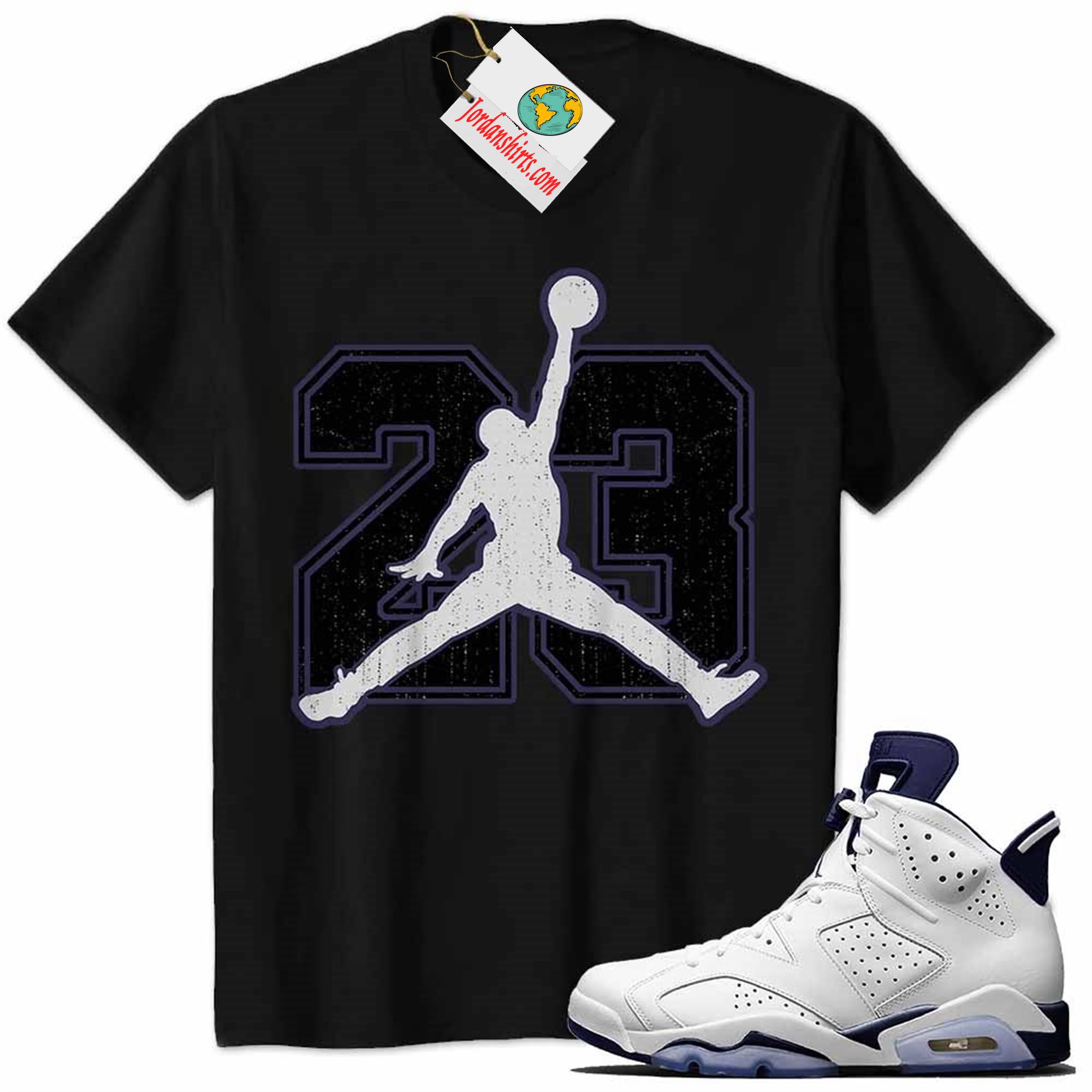 Jordan 6 Shirt, Jordan 6 Midnight Navy Shirt Jumpman No23 Black Size Up To 5xl
