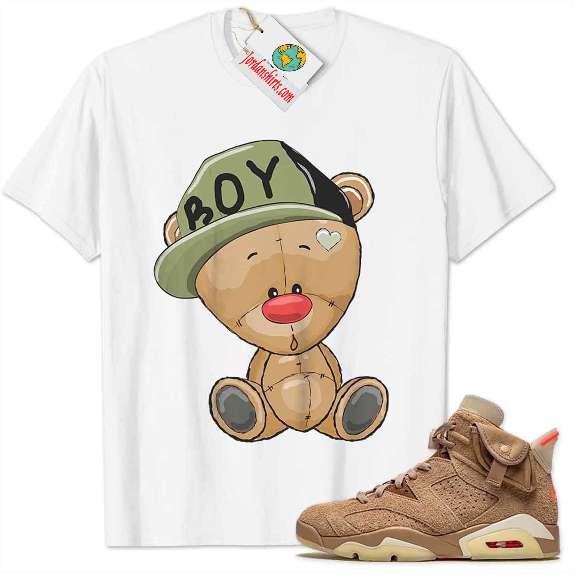 Jordan 6 Shirt, Jordan 6 Travis Scott Shirt Cute Baby Teddy Bear White Plus Size Up To 5xl