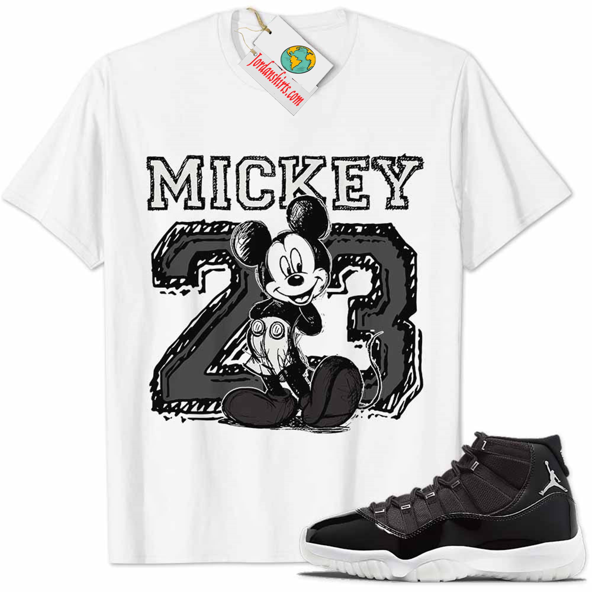 Jordan 11 Shirt, Jubilee 11s Shirt Mickey 23 Michael Jordan Number Draw White Full Size Up To 5xl