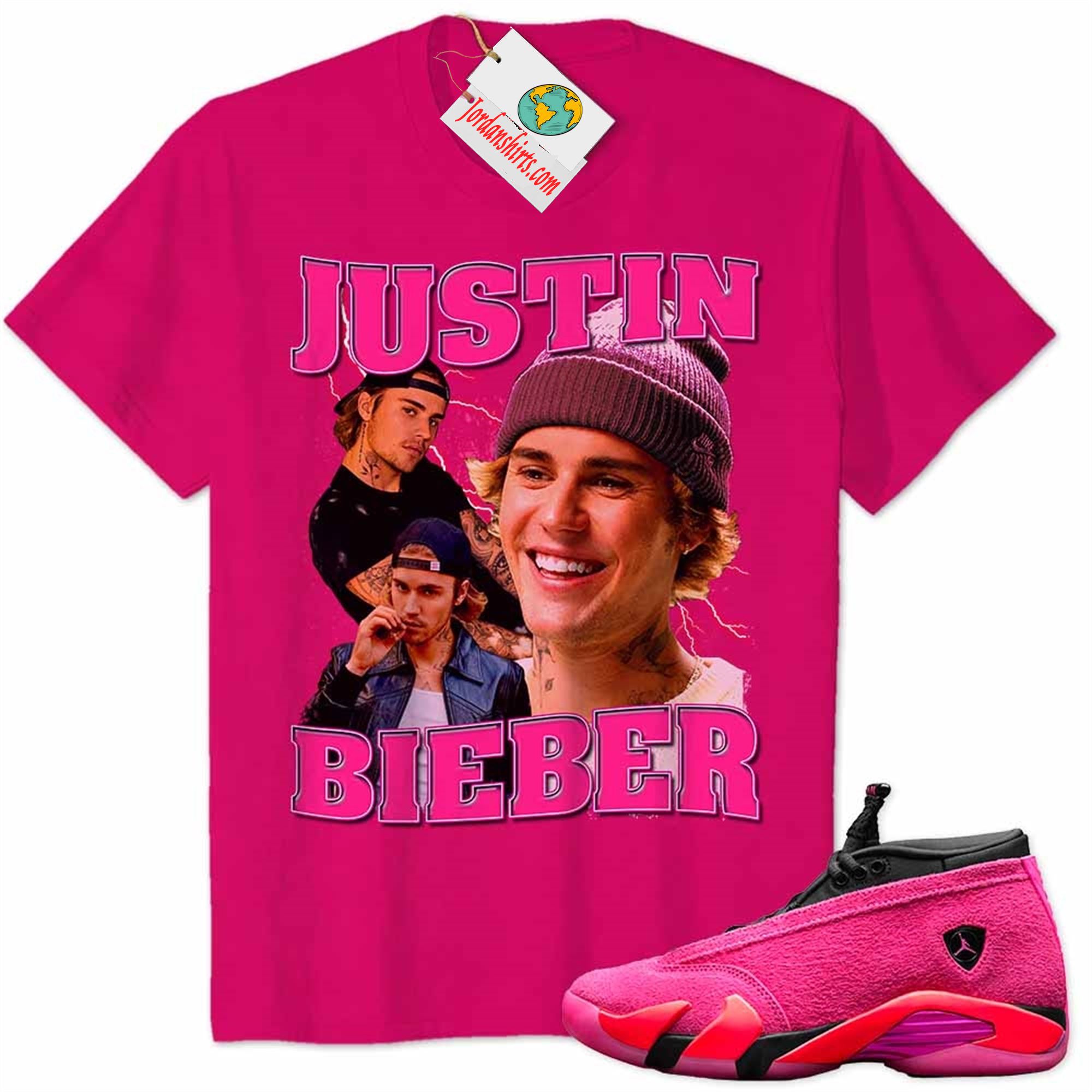 Jordan 14 Shirt, Justin Bieber Heliconia Air Jordan 14 Wmns Shocking Pink 14s Plus Size Up To 5xl