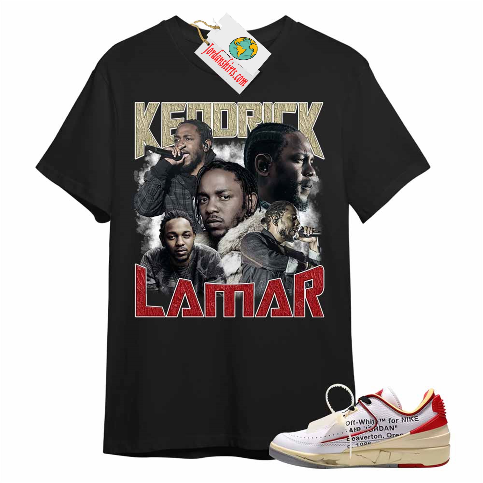 Jordan 2 Shirt, Kendrick Lamar Vintage Raptee Black Air Jordan 2 Low White Red Off-white 2s Full Size Up To 5xl