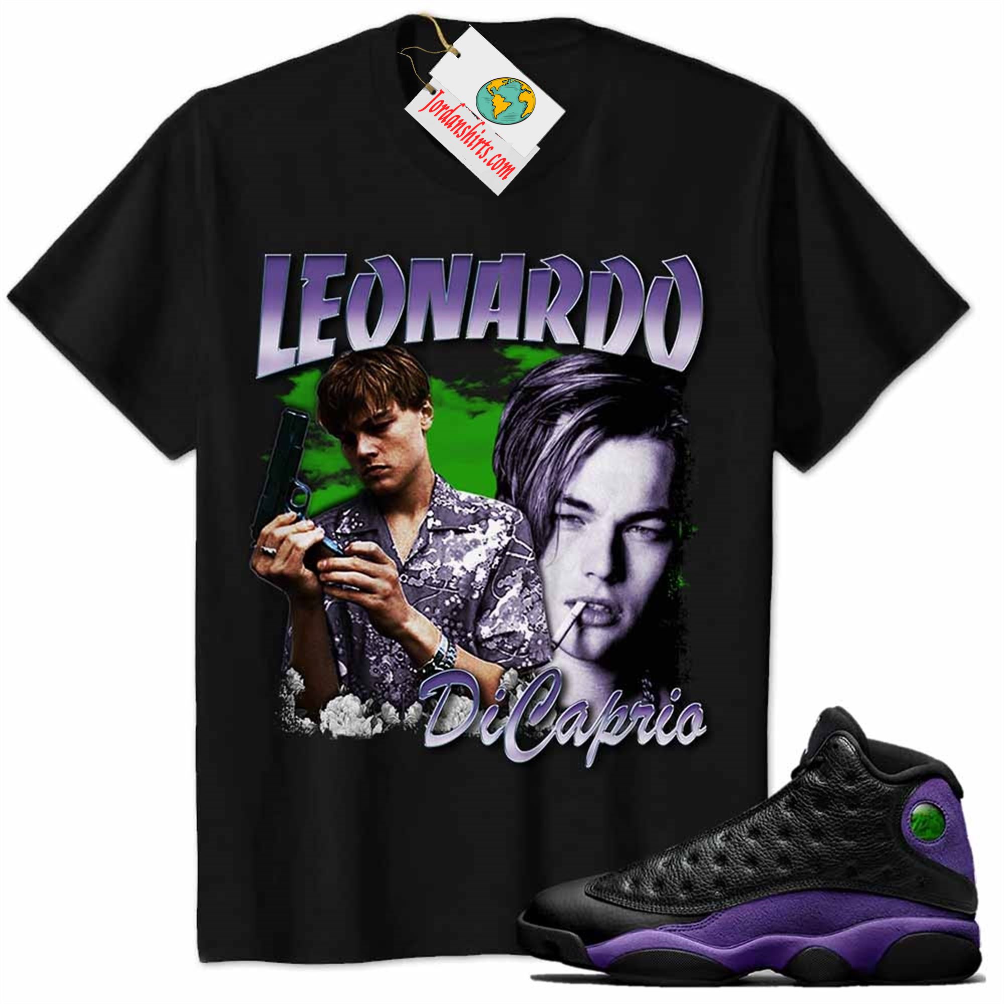 Jordan 13 Shirt, Leonardo Dicaprio Vintage 90s Black Air Jordan 13 Court Purple 13s Full Size Up To 5xl