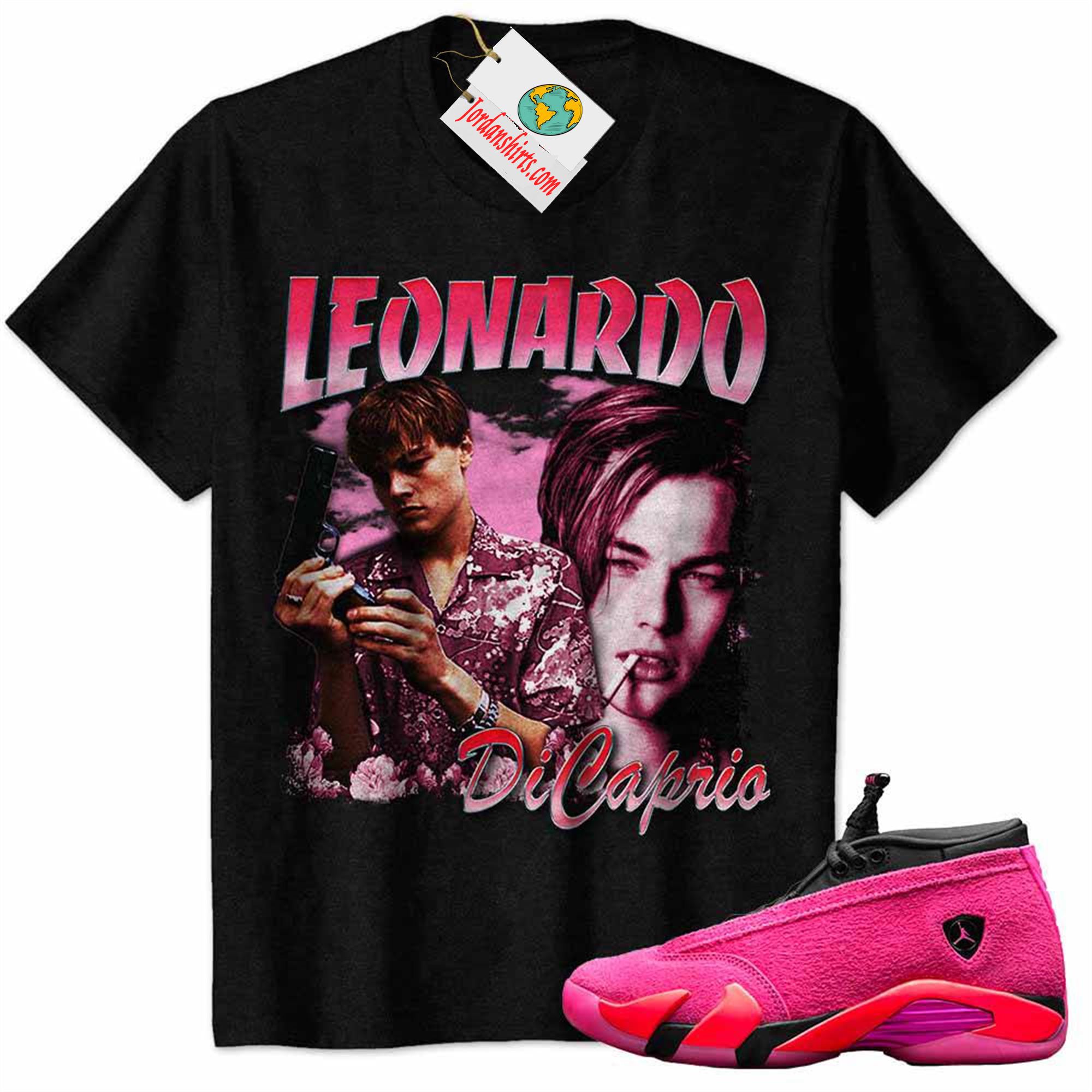 Jordan 14 Shirt, Leonardo Dicaprio Vintage 90s Black Air Jordan 14 Wmns Shocking Pink 14s Full Size Up To 5xl