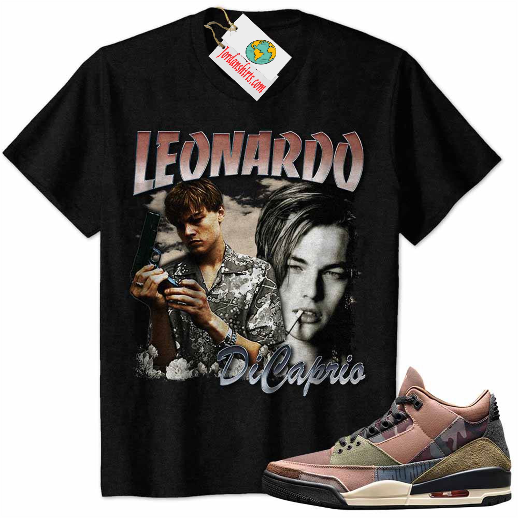 Jordan 3 Shirt, Leonardo Dicaprio Vintage 90s Black Air Jordan 3 Patchwork 3s Size Up To 5xl