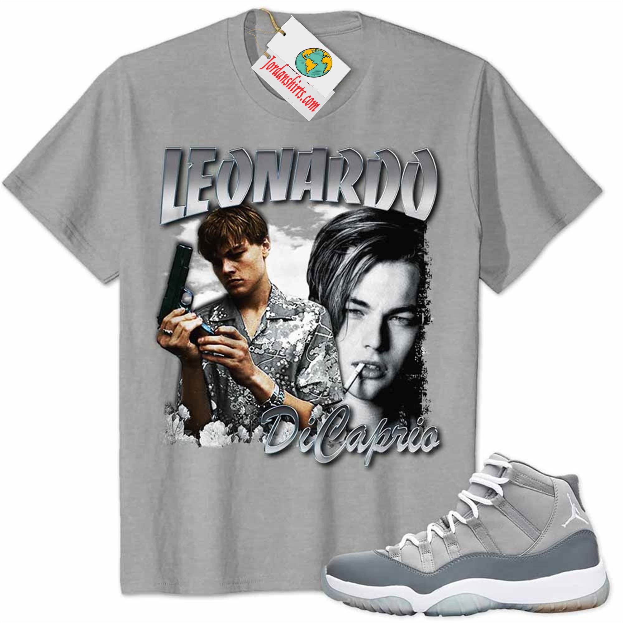 Jordan 11 Shirt, Leonardo Dicaprio Vintage 90s Grey Air Jordan 11 Cool Grey 11s Size Up To 5xl