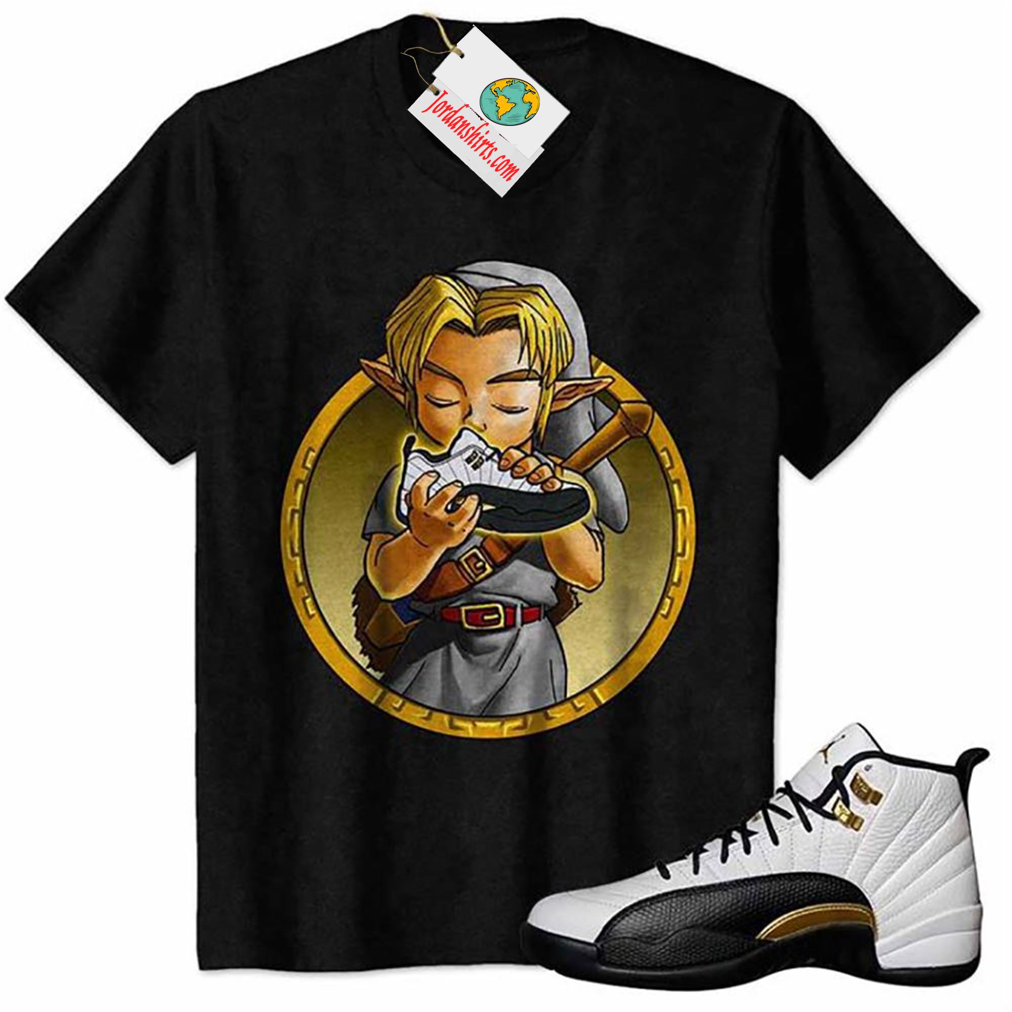 Jordan 12 Shirt, Link Legend Of Zelda Find Treasure Black Air Jordan 12 Royalty 12s Full Size Up To 5xl