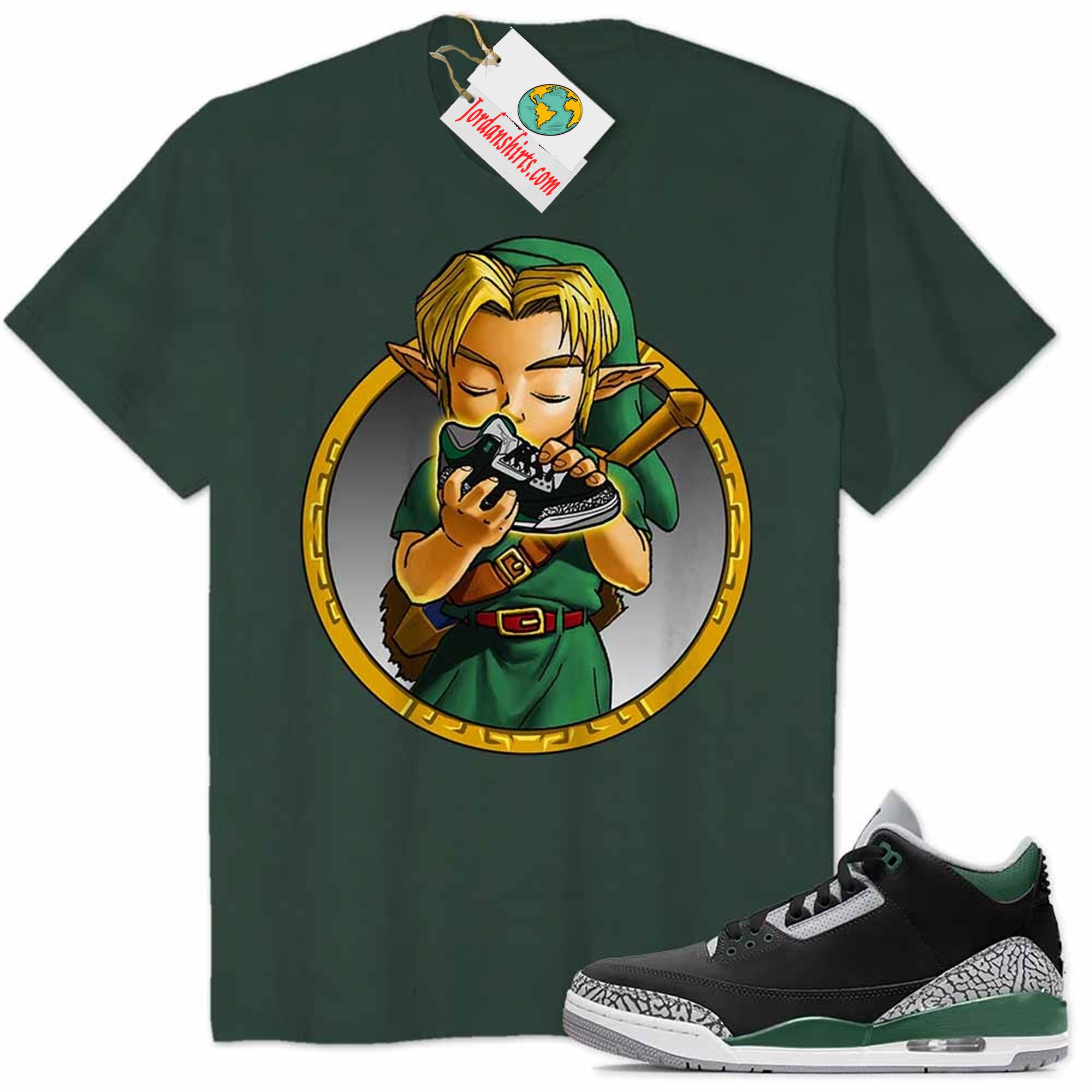 Jordan 3 Shirt, Link Legend Of Zelda Find Treasure Forest Air Jordan 3 Pine Green 3s Plus Size Up To 5xl