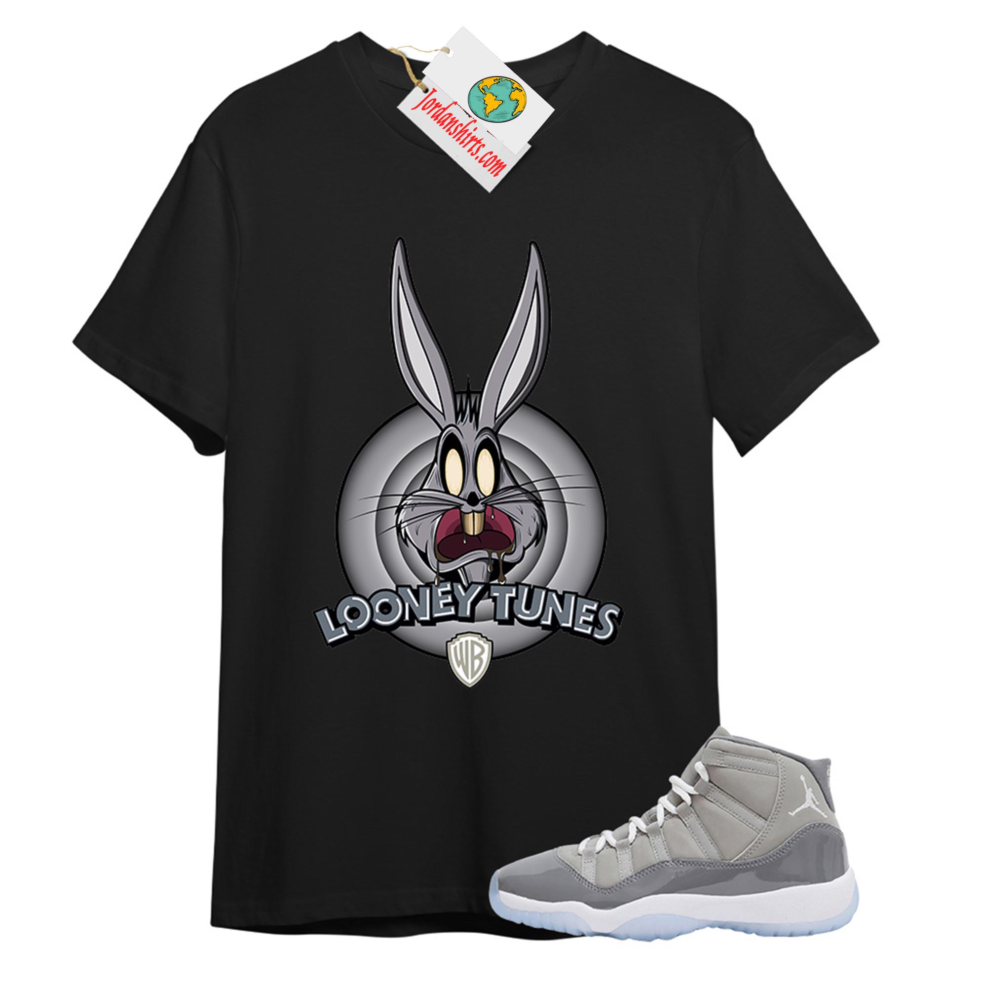 Jordan 11 Shirt, Looney Tunes Bugs Bunny Black T-shirt Air Jordan 11 Cool Grey 11s Plus Size Up To 5xl
