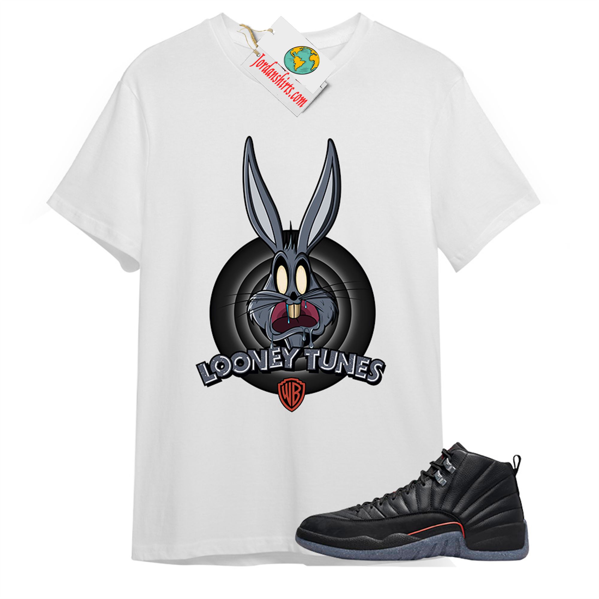 Jordan 12 Shirt, Looney Tunes Bugs Bunny White T-shirt Air Jordan 12 Utility Grind 12s Size Up To 5xl