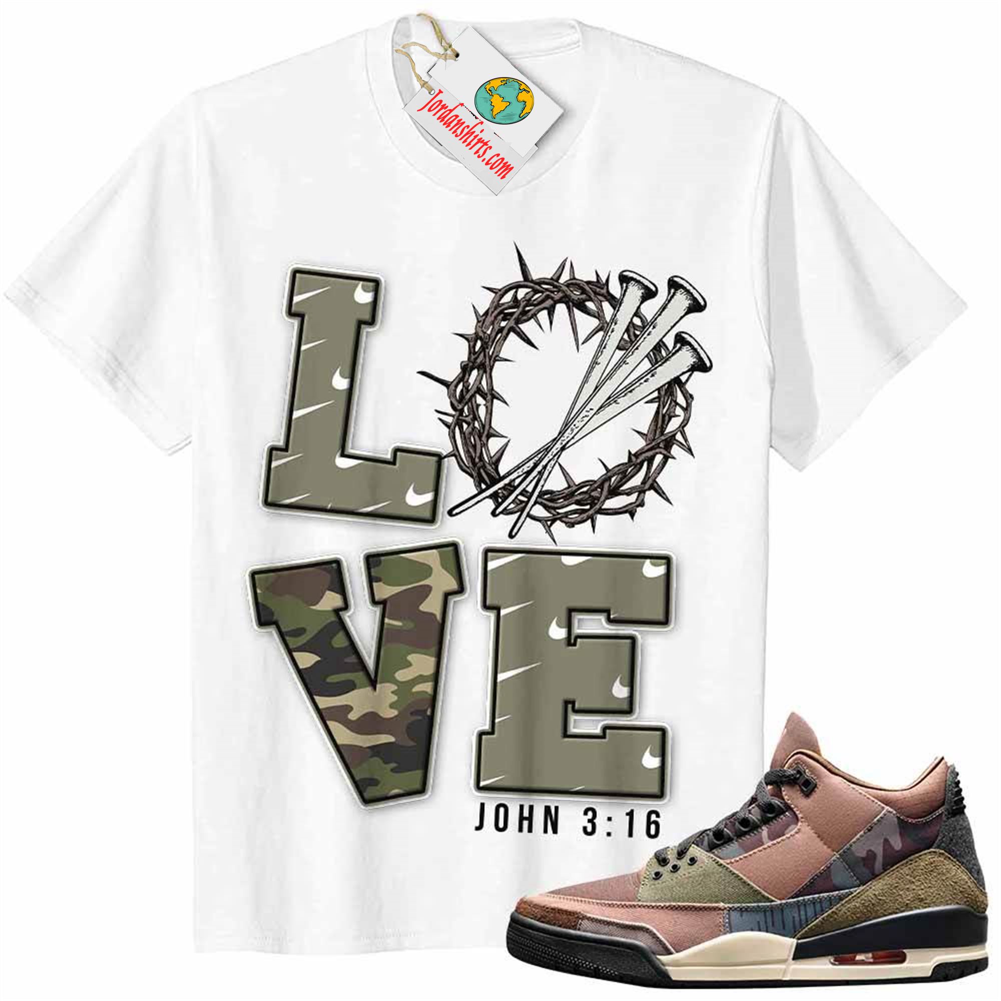 Jordan 3 Shirt, Love John 316 White Air Jordan 3 Camo 3s Plus Size Up To 5xl