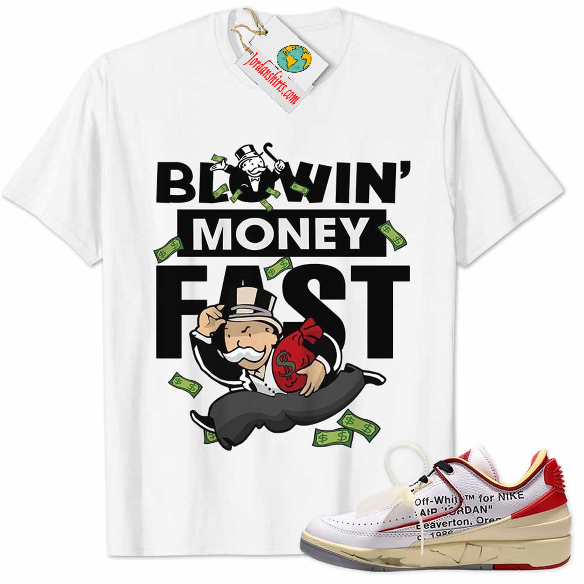 Jordan 2 Shirt, Low White Red Off-white 2s Shirt Blowin Money Fast Mr Monopoly White Size Up To 5xl