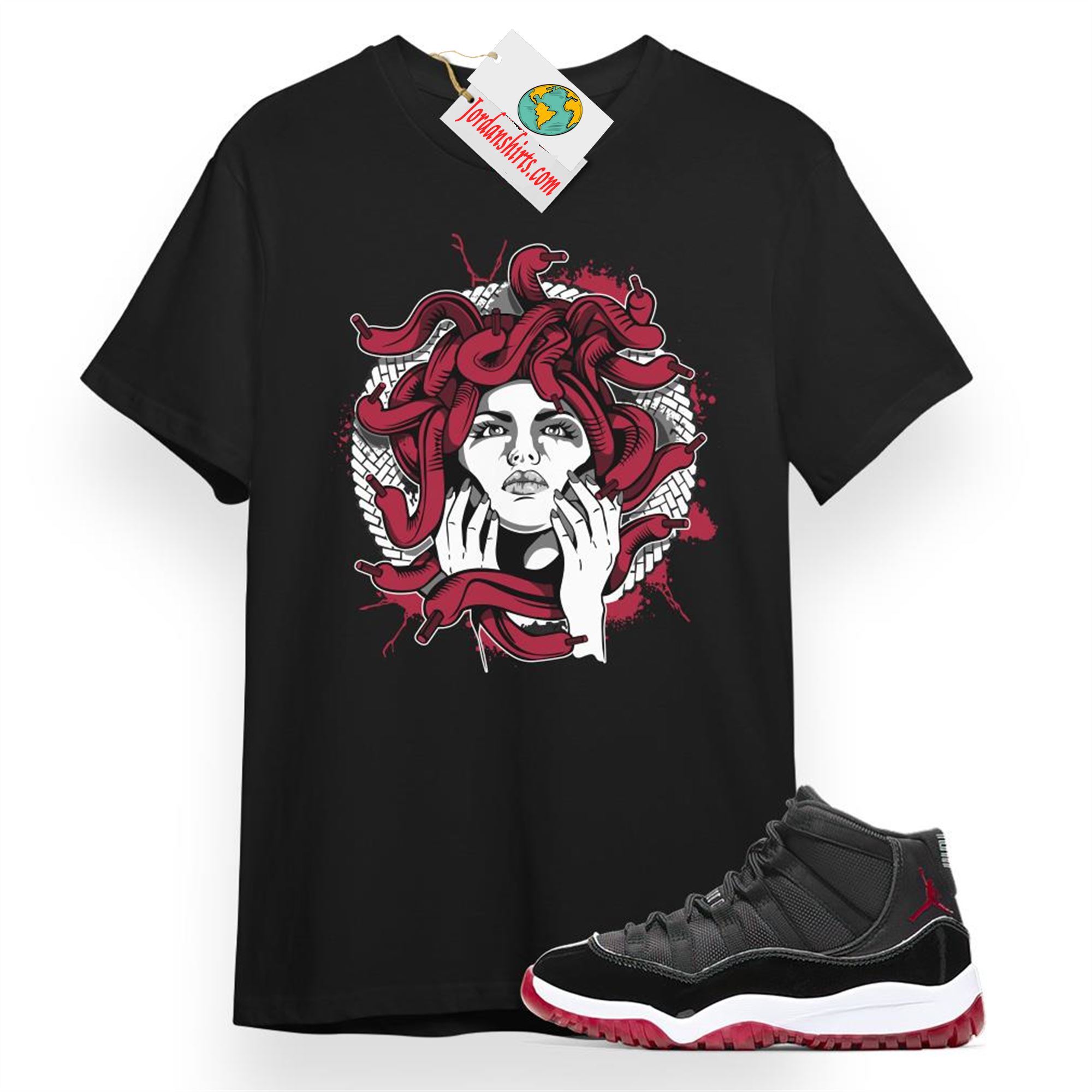 Jordan 11 Shirt, Medusa Black T-shirt Air Jordan 11 Bred 11s Full Size Up To 5xl