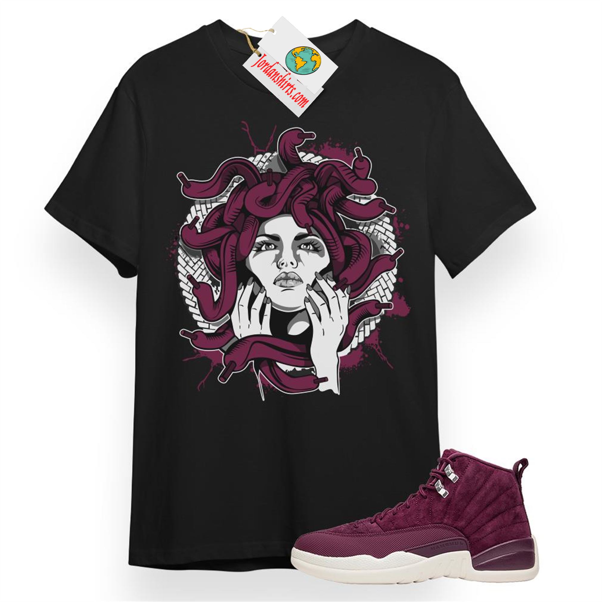 Jordan 12 Shirt, Medusa Black T-shirt Air Jordan 12 Bordeaux 12s Full Size Up To 5xl
