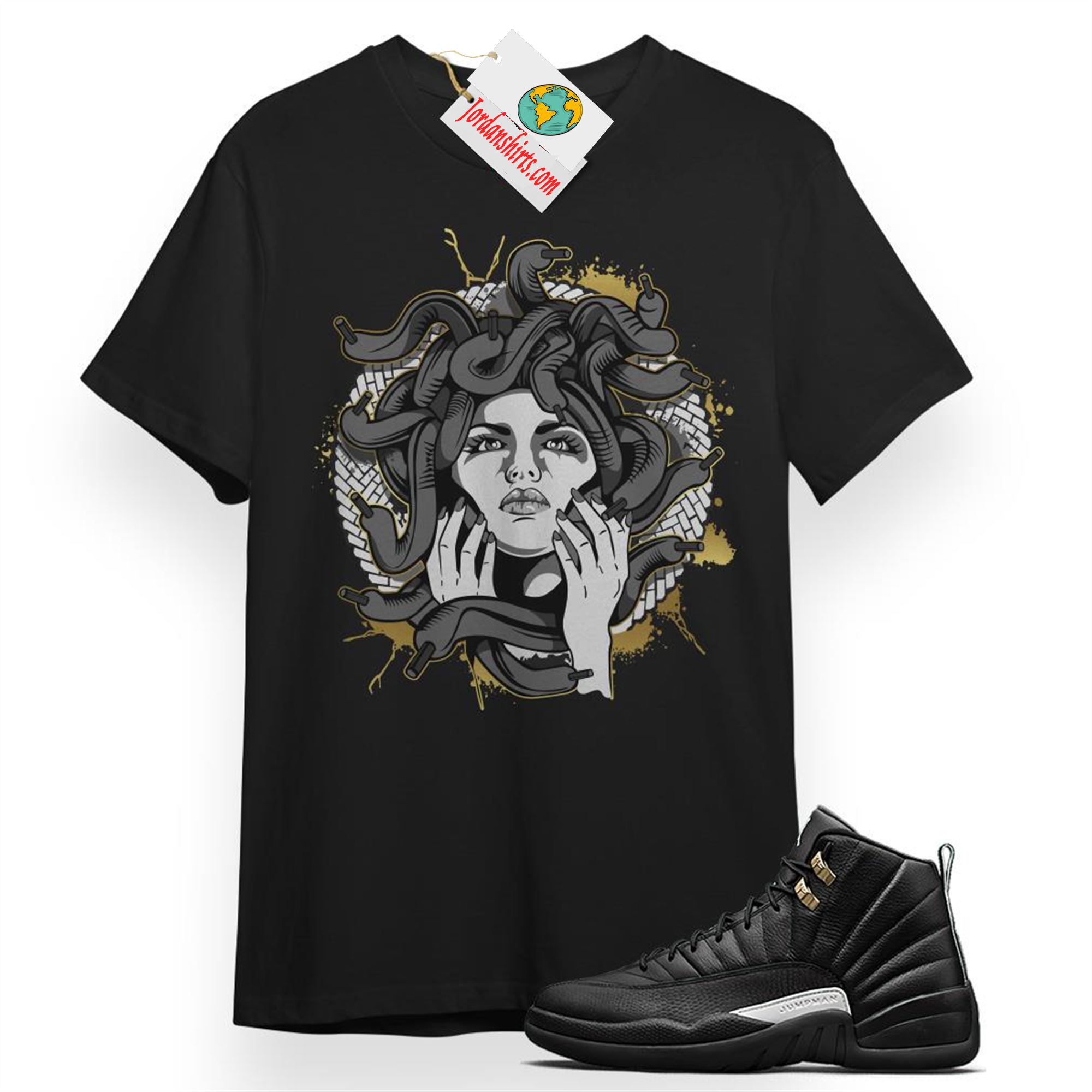 Jordan 12 Shirt, Medusa Black T-shirt Air Jordan 12 Master 12s Full Size Up To 5xl