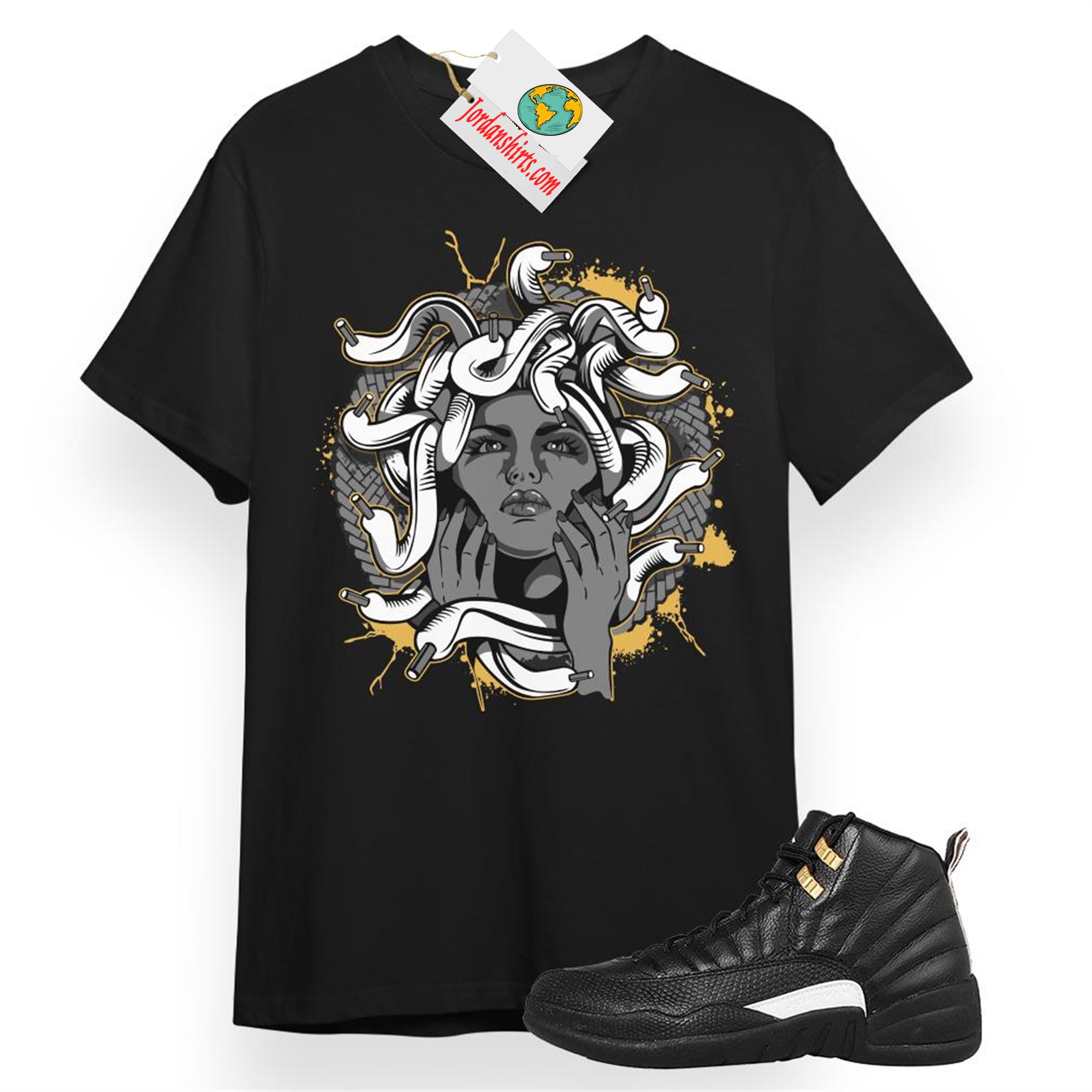 Jordan 12 Shirt, Medusa Black T-shirt Air Jordan 12 Ovo Black 12s Plus Size Up To 5xl