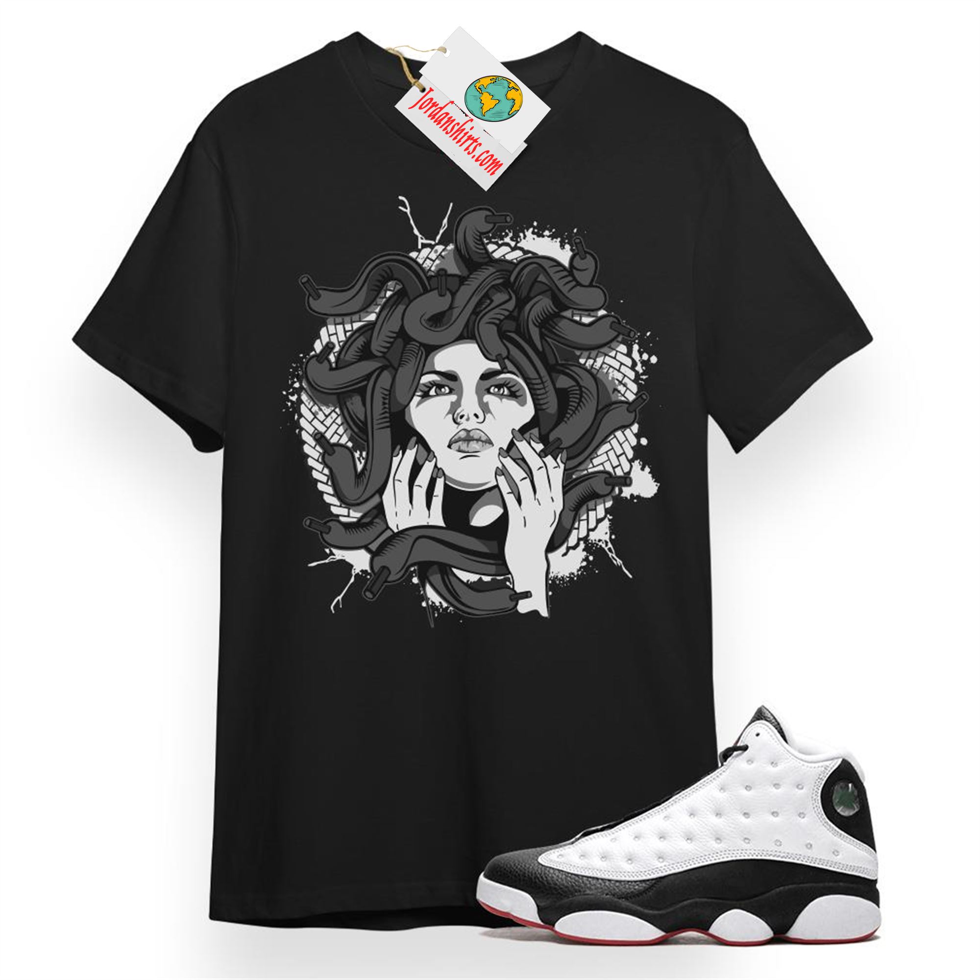 Jordan 13 Shirt, Medusa Black T-shirt Air Jordan 13 He Got Game 13s Full Size Up To 5xl