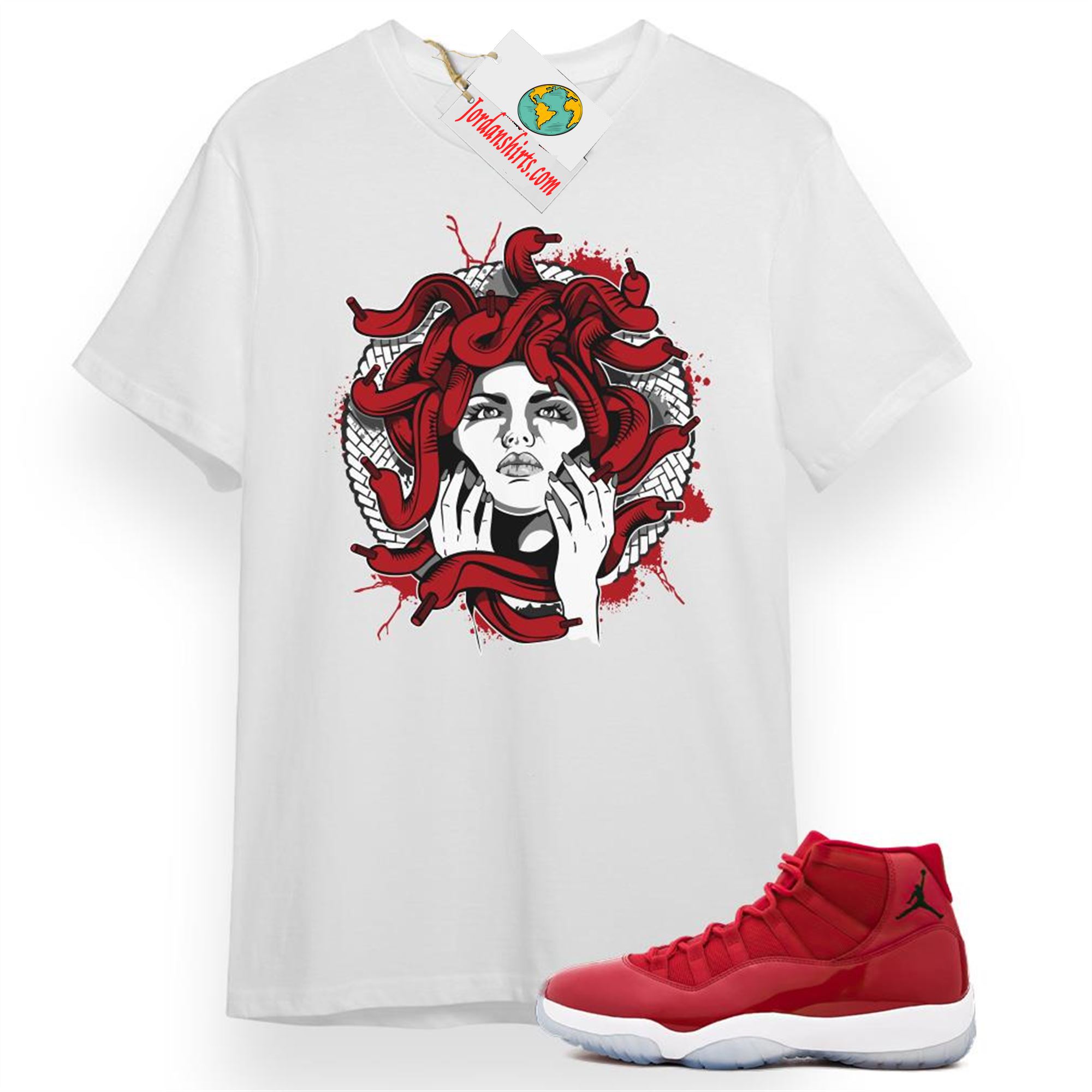 Jordan 11 Shirt, Medusa White T-shirt Air Jordan 11 Win Like 96 11s Plus Size Up To 5xl