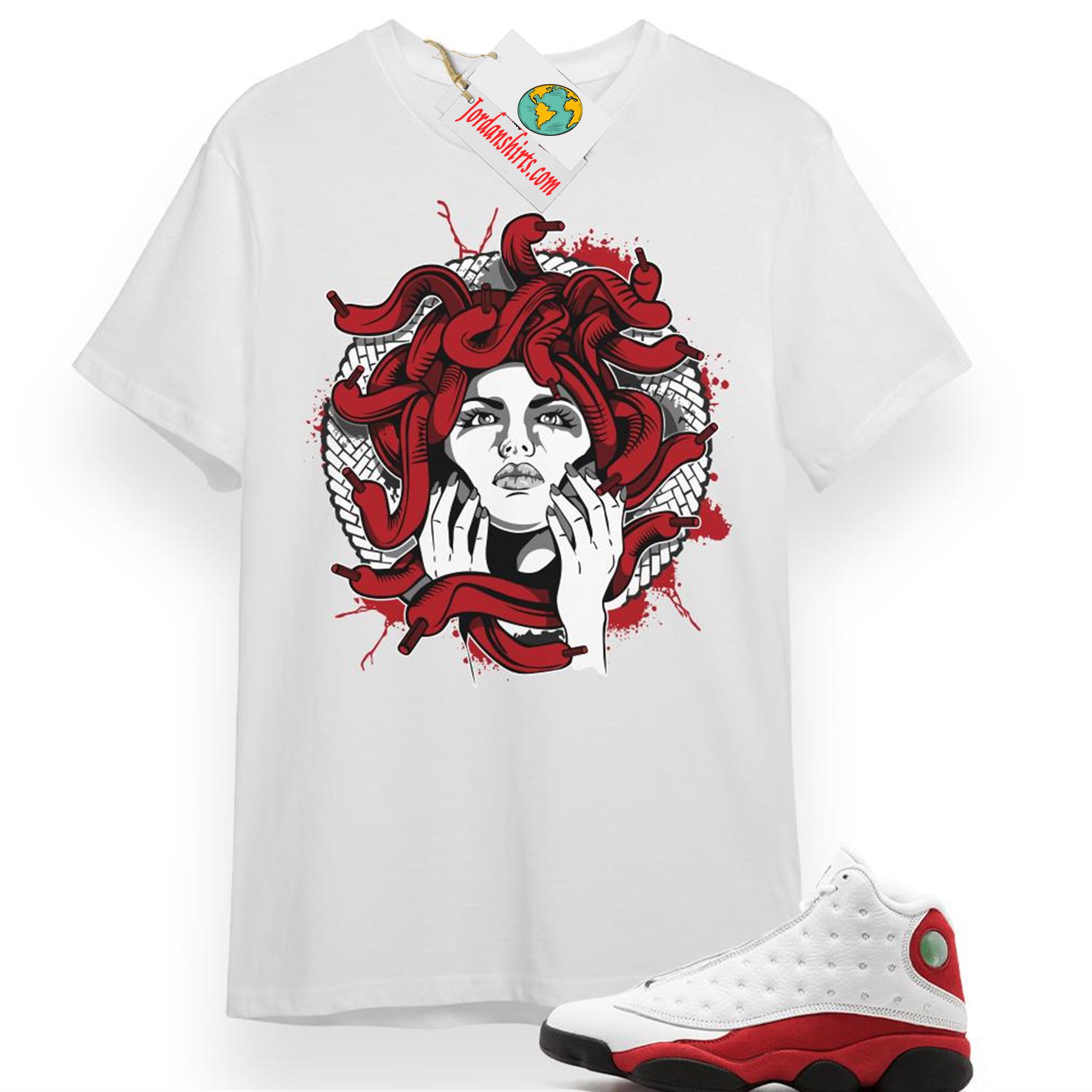 Jordan 13 Shirt, Medusa White T-shirt Air Jordan 13 Chicago 13s Full Size Up To 5xl