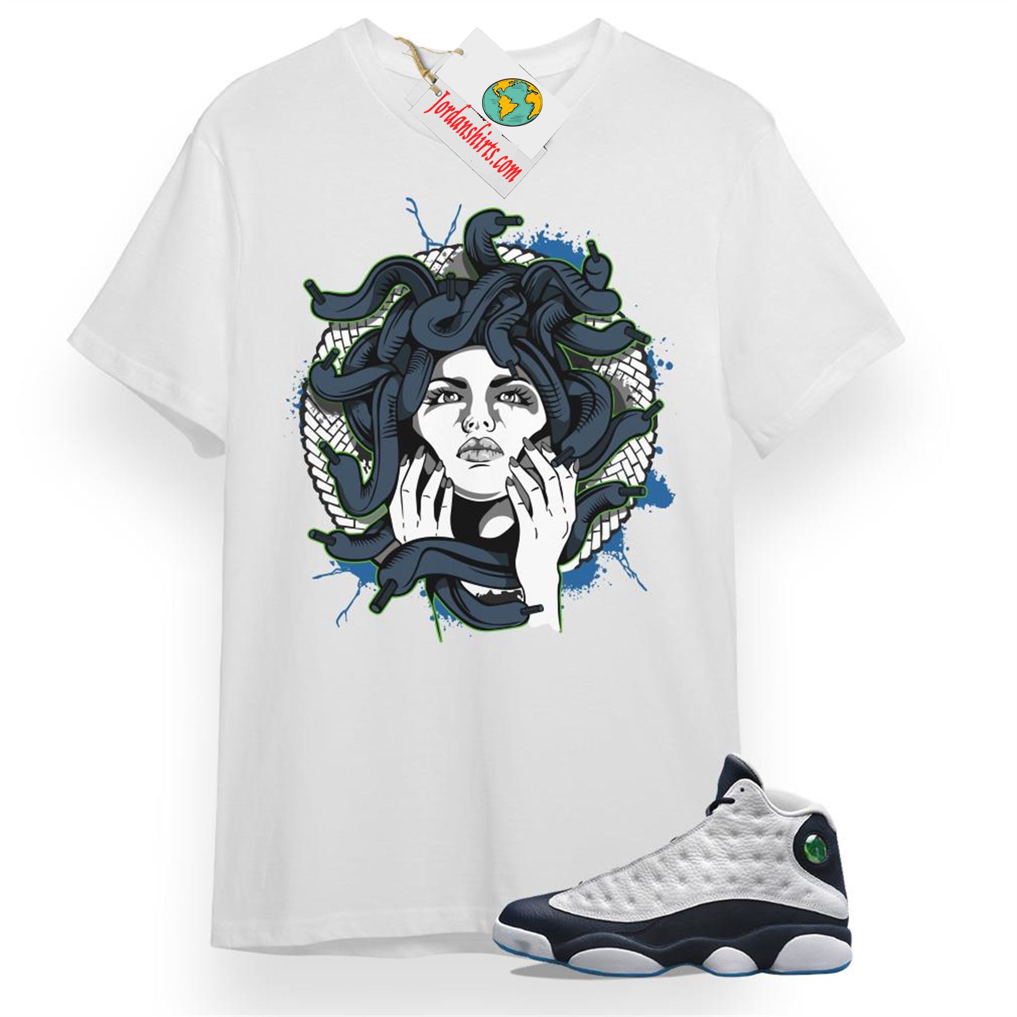 Jordan 13 Shirt, Medusa White T-shirt Air Jordan 13 Obsidian 13s Full Size Up To 5xl