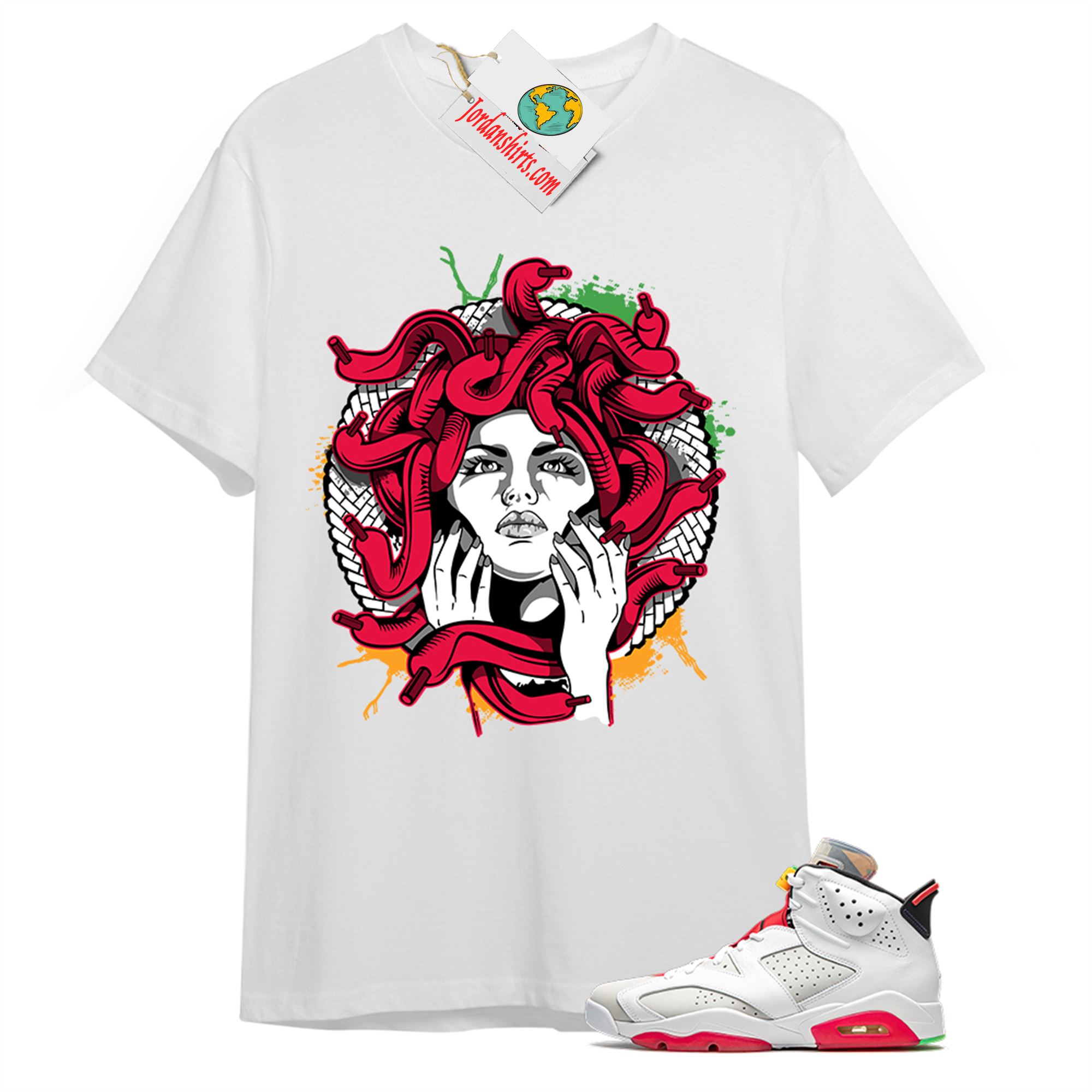 Jordan 6 Shirt, Medusa White T-shirt Air Jordan 6 Hare 6s Full Size Up To 5xl
