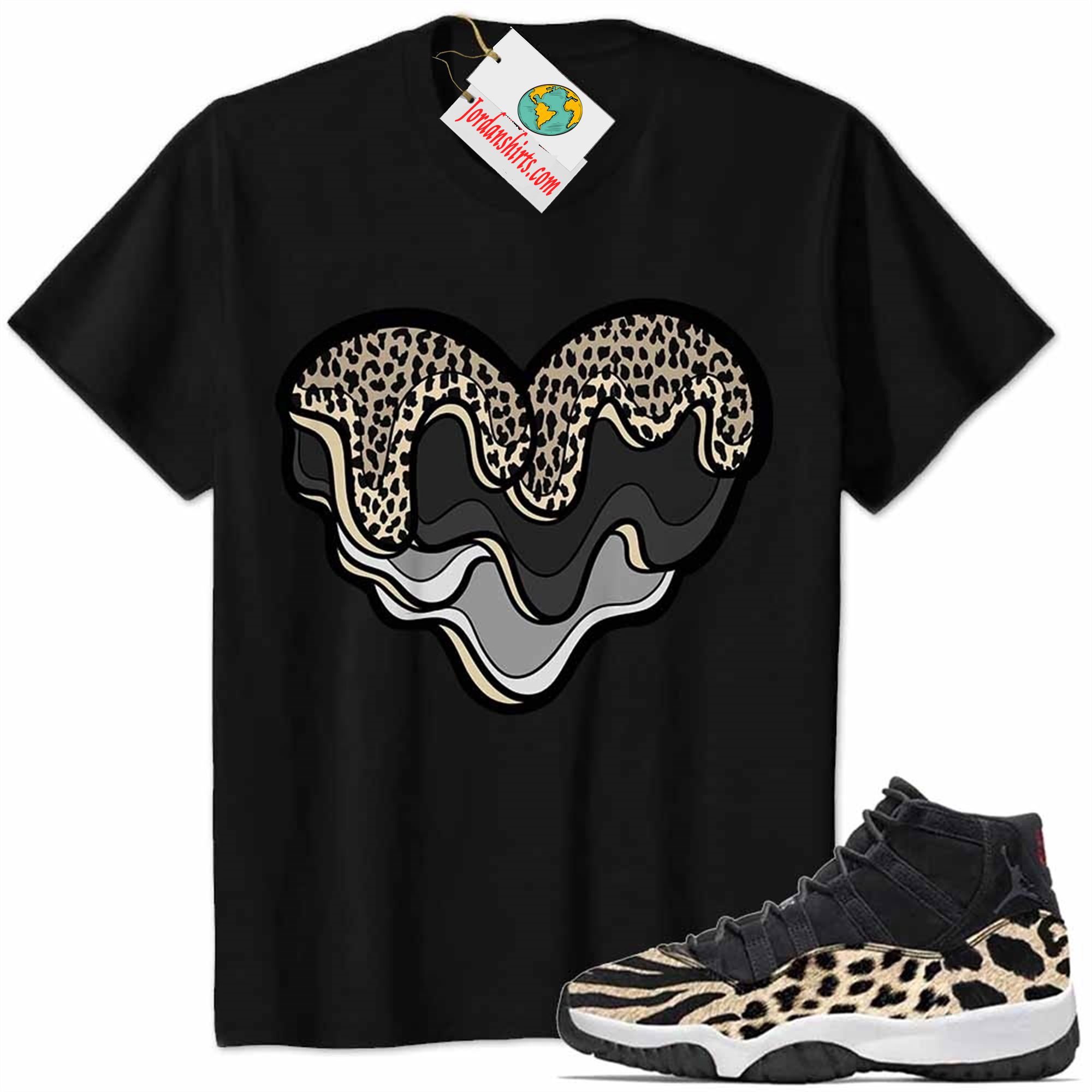 Jordan 11 Shirt, Melt Dripping Heart Black Air Jordan 11 Animal Print 11s Size Up To 5xl