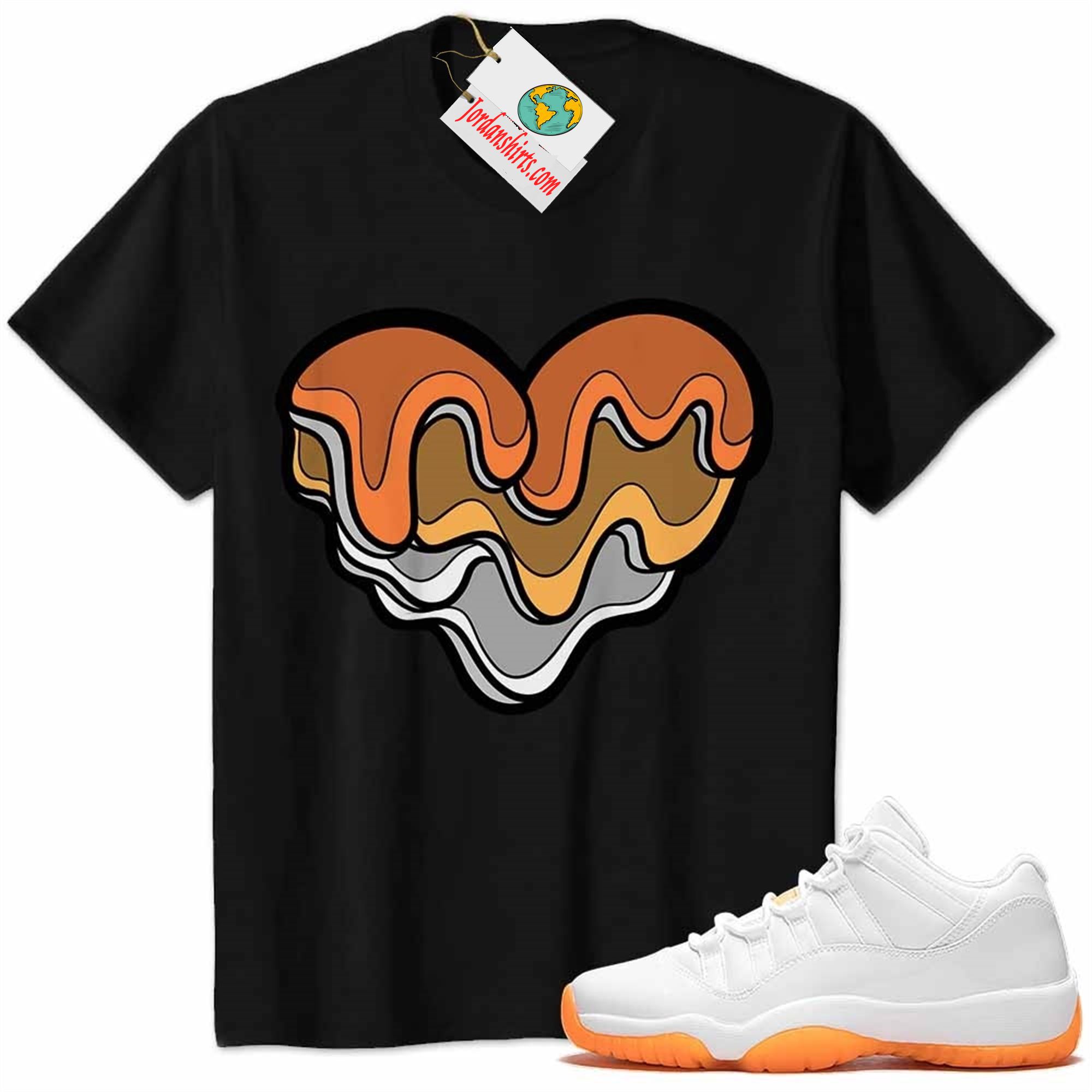 Jordan 11 Shirt, Melt Dripping Heart Black Air Jordan 11 Citrus 11s Size Up To 5xl