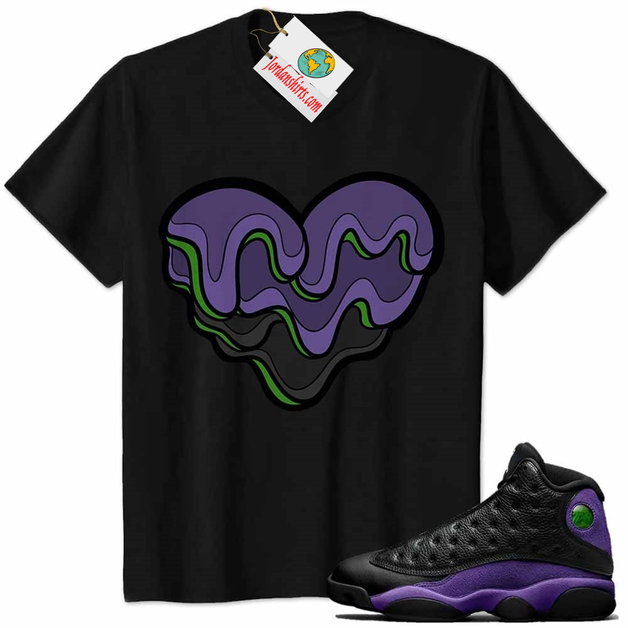 Jordan 13 Shirt, Melt Dripping Heart Black Air Jordan 13 Court Purple 13s Size Up To 5xl