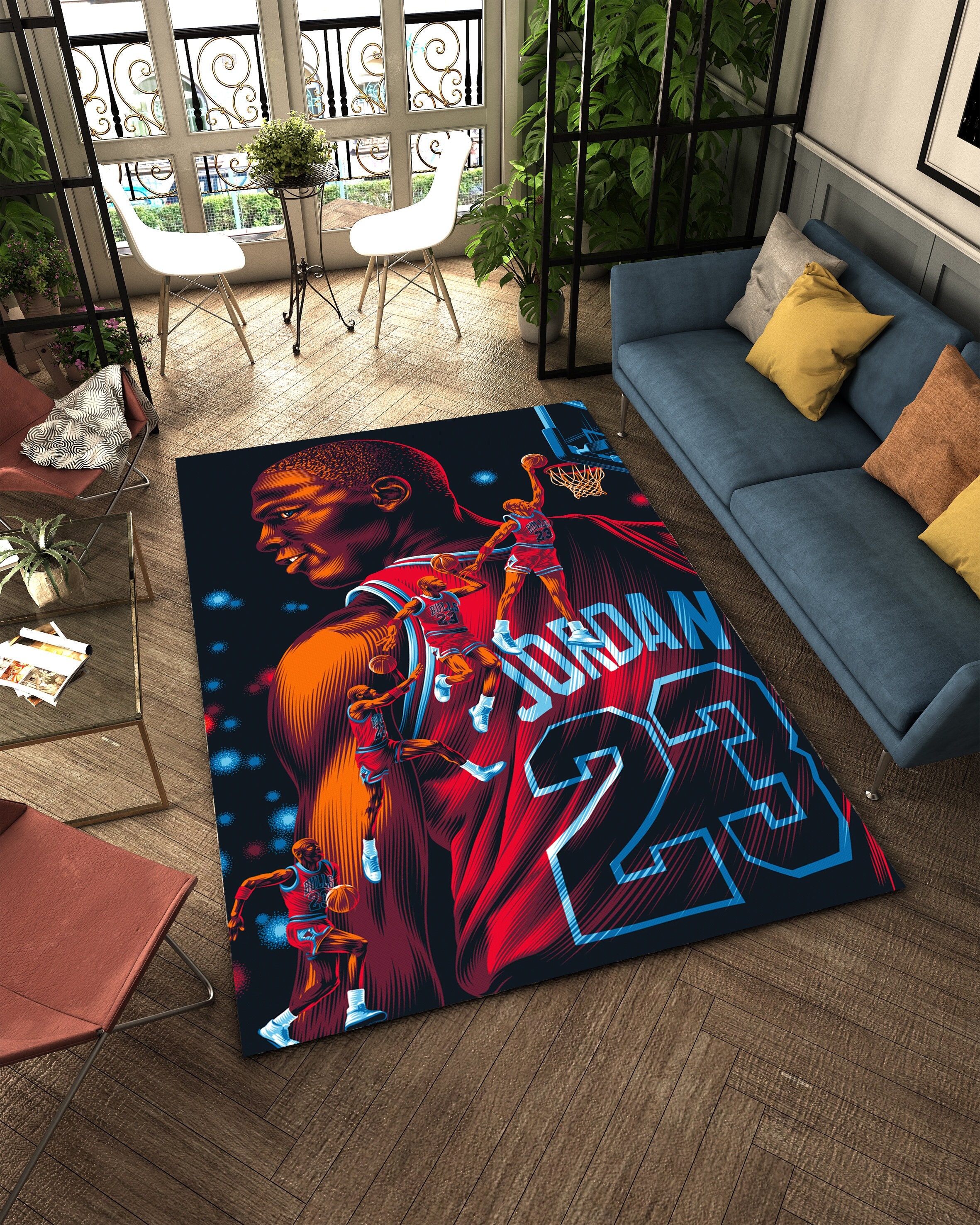 Custom Square Rug| Michael Jordan Slam Dunk Carpet Personalized Carpet Gift Popular Rug Custom Fan Carpet Design Bedroom Rug Fan Rug Sneakers Hypebeast - Jordan Area Rug