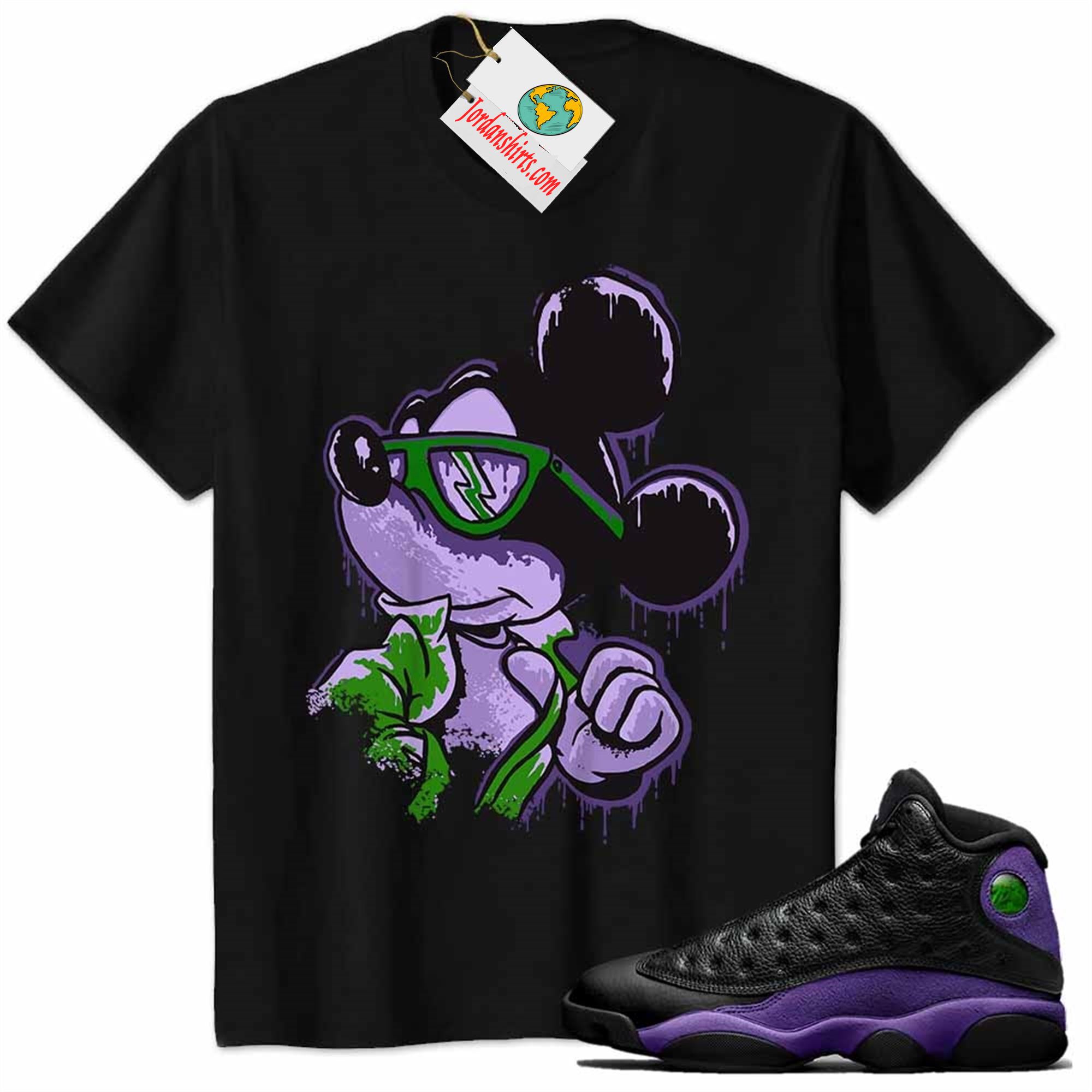 Jordan 13 Shirt, Mickey Dripping Graphic Black Air Jordan 13 Court Purple 13s Size Up To 5xl