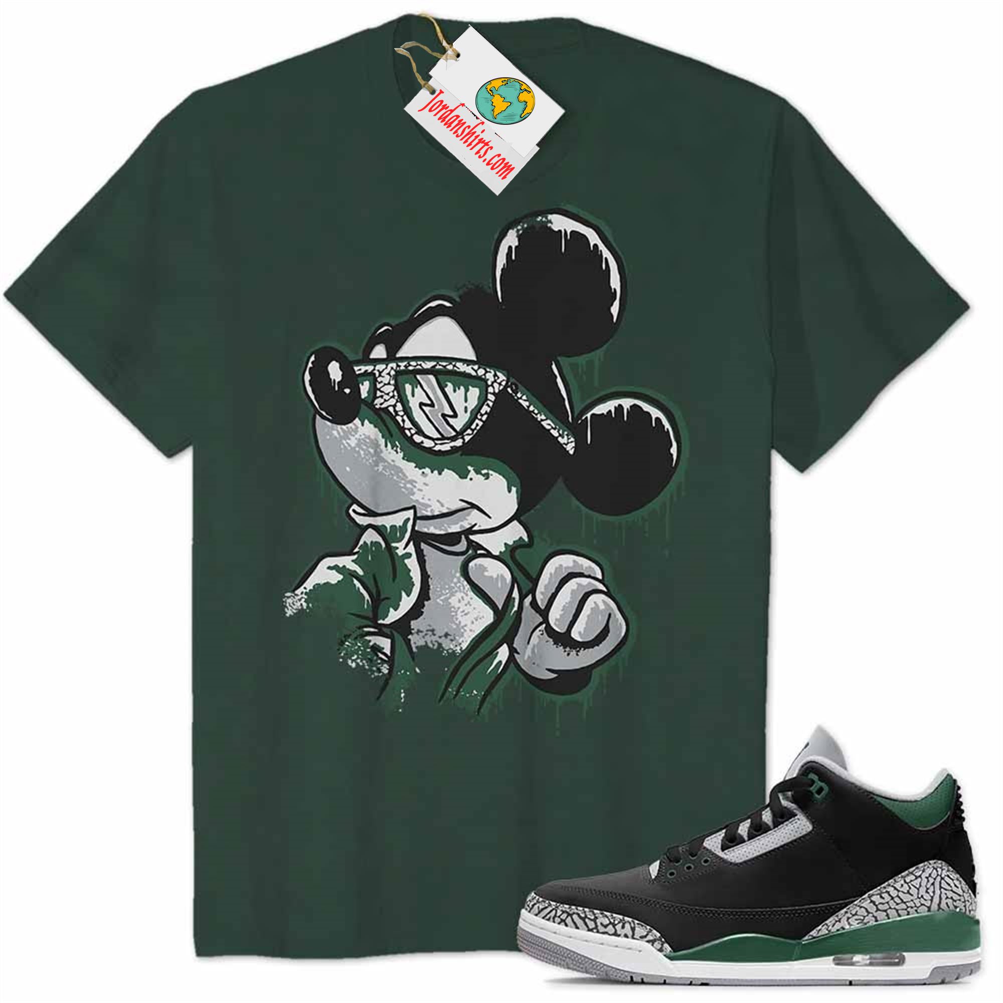 Jordan 3 Shirt, Mickey Dripping Graphic Forest Air Jordan 3 Pine Green 3s Full Size Up To 5xl