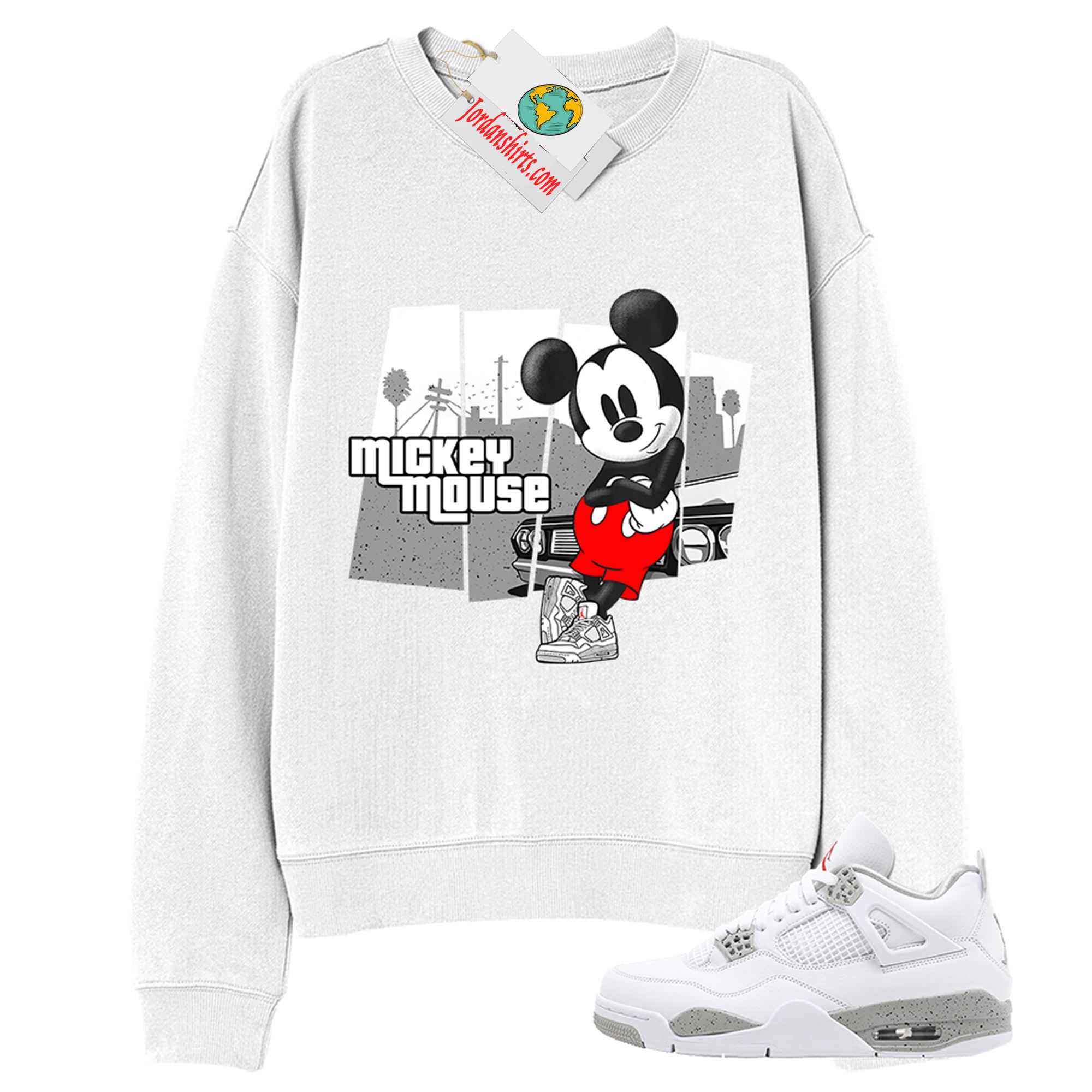 Jordan 4 Sweatshirt, Mickey Gta White Sweatshirt Air Jordan 4 White Oreo 4s Size Up To 5xl