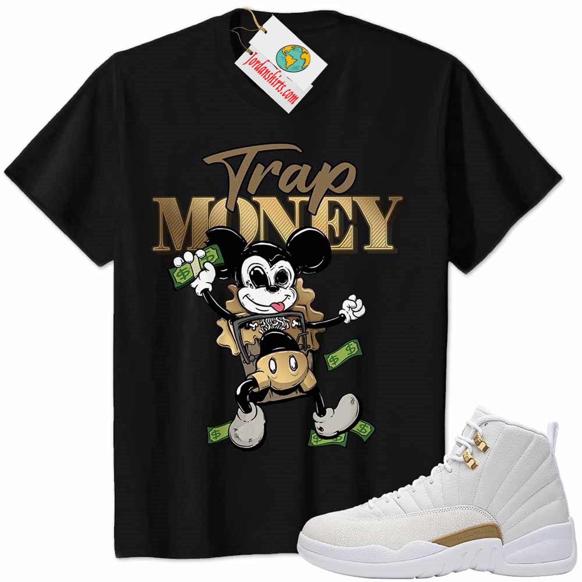 Jordan 12 Shirt, Mickey Horror Trap Money Black Air Jordan 12 Ovo 12s Plus Size Up To 5xl