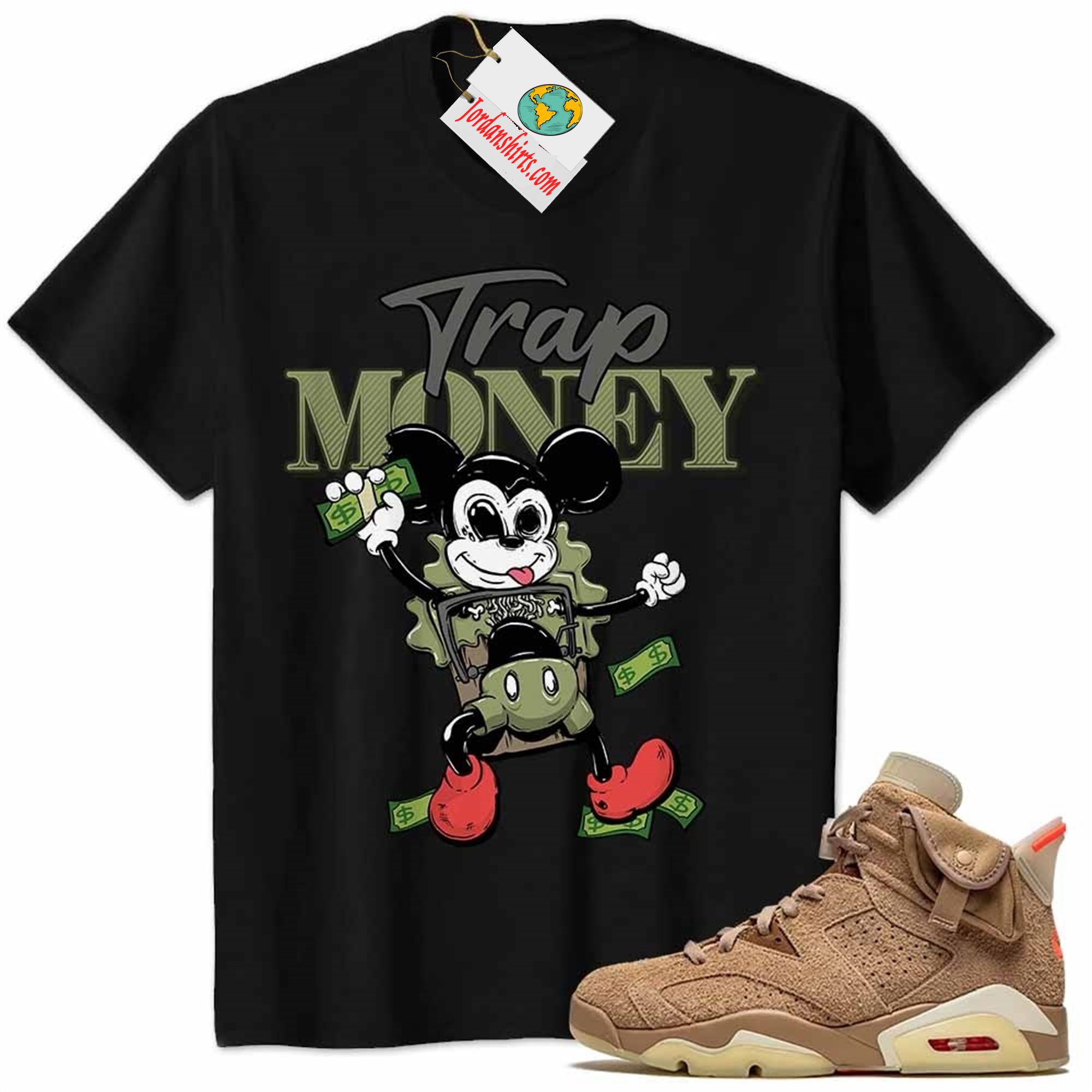 Jordan 6 Shirt, Mickey Horror Trap Money Black Air Jordan 6 Travis Scott 6s Size Up To 5xl