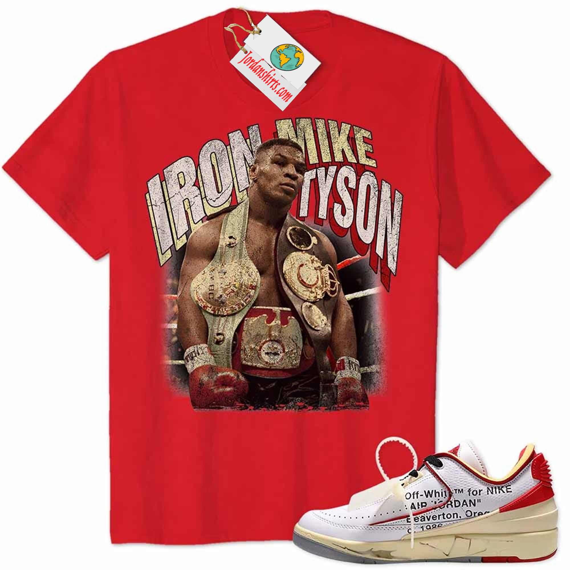 Jordan 2 Shirt, Mike Tyson Vintage 90s Red Air Jordan 2 Low White Red Off-white 2s Plus Size Up To 5xl