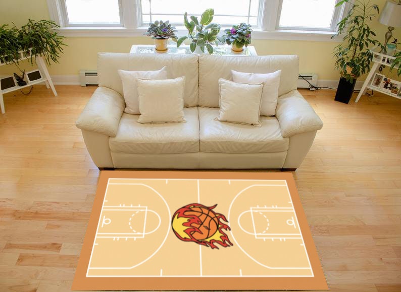 Square Rug| Nba Jam Inspired Basketball Court Arcade Area Rug - Jordan Area Rug
