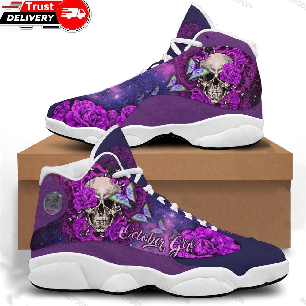 Jd 13 Sneaker, October Girl Purple Skull Flowers 13 Sneakers Xiii Shoes