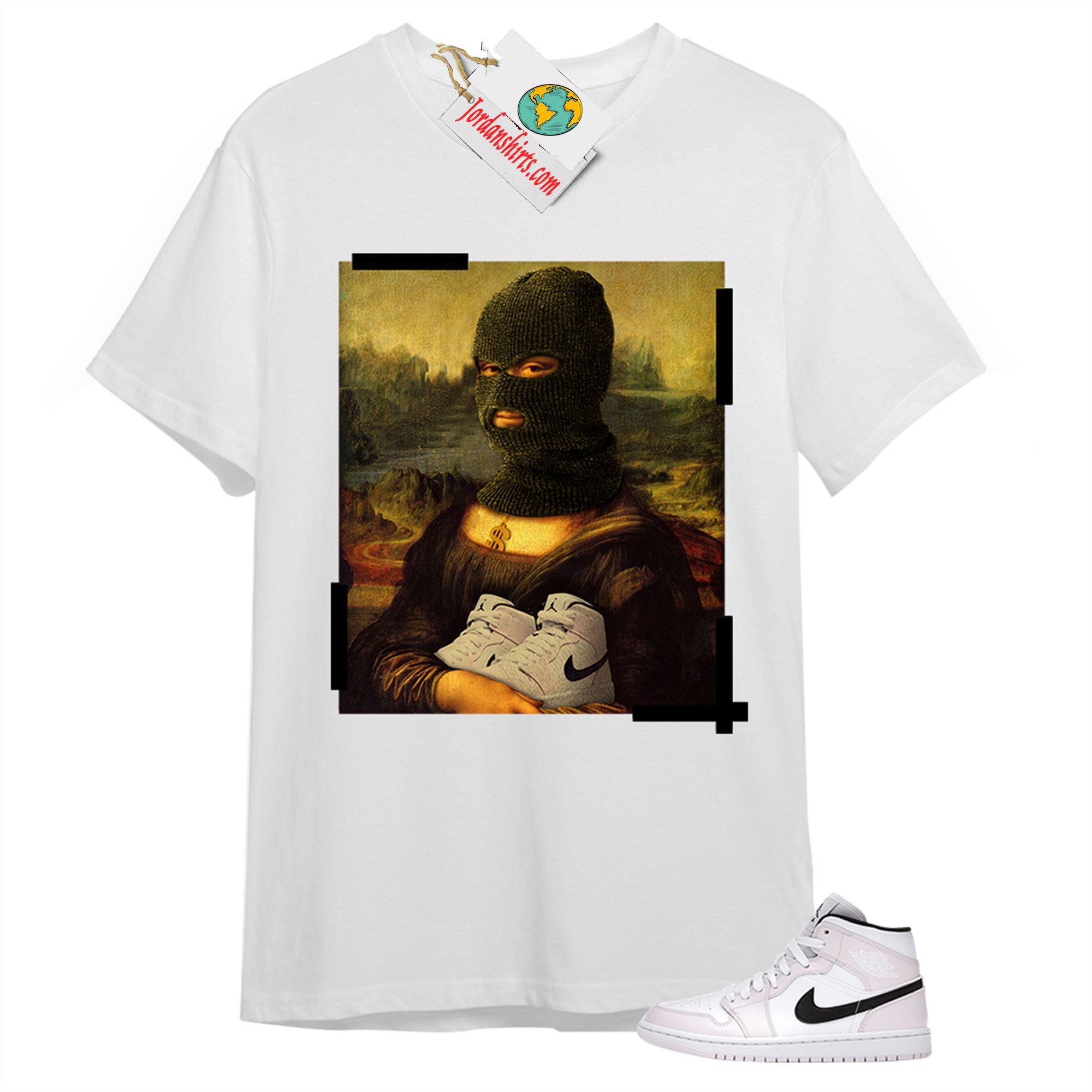 Jordan 1 Shirt, Off White Mona Lisa White T-shirt Air Jordan 1 Barely Rose 1s Size Up To 5xl