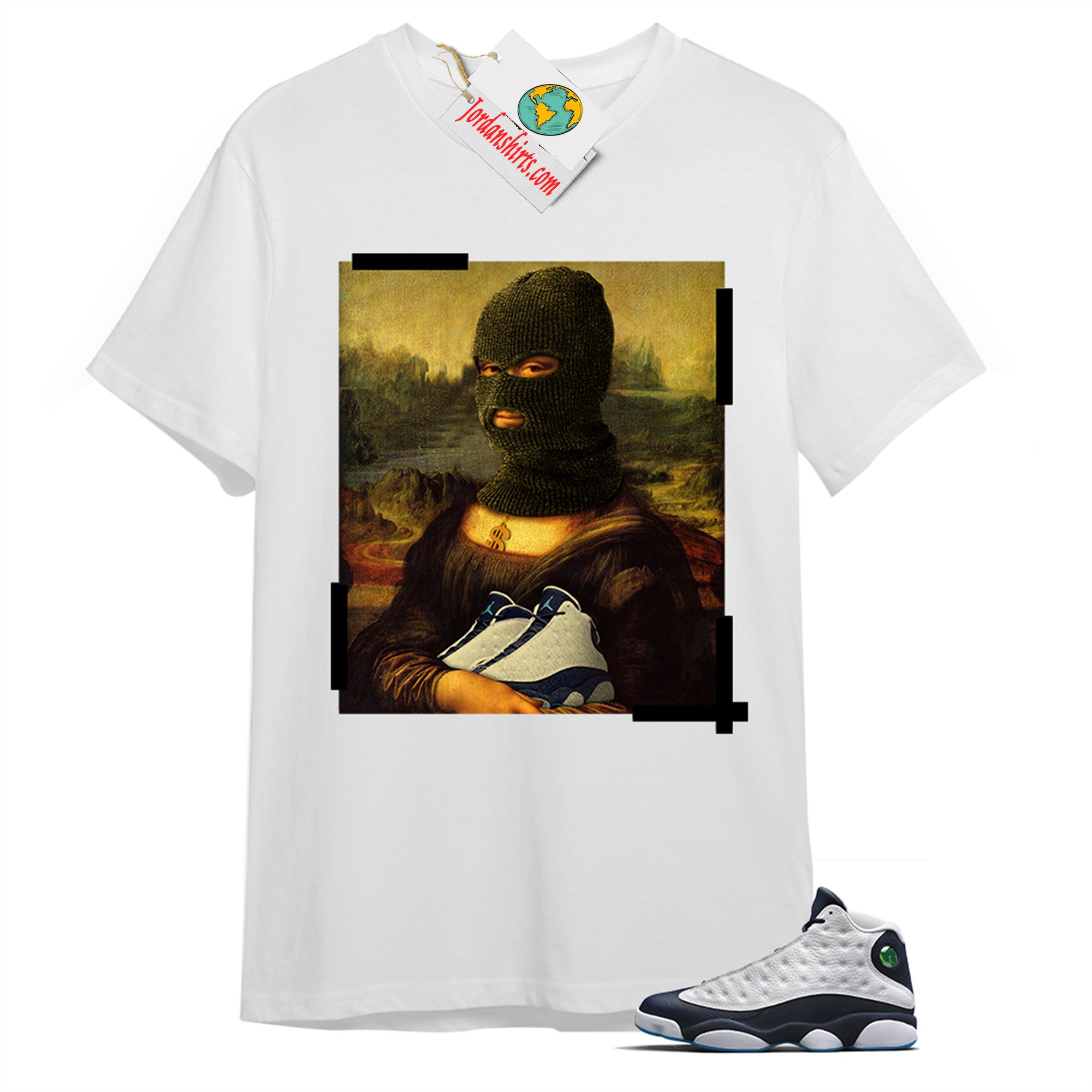 Jordan 13 Shirt, Off White Mona Lisa White T-shirt Air Jordan 13 Obsidian 13s Size Up To 5xl