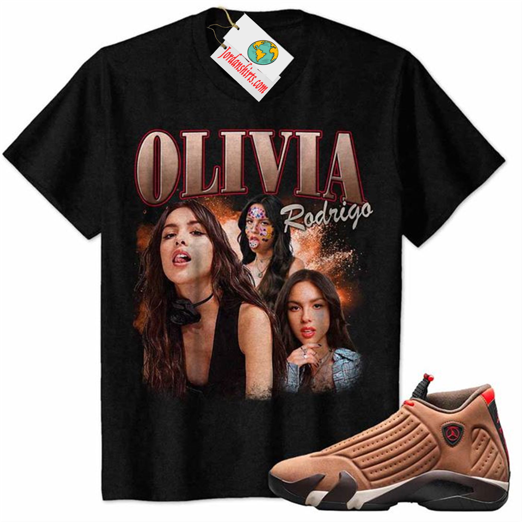 Jordan 14 Shirt, Olivia Rodrigo Vintage Graphic 90s Black Air Jordan 14 Winterized 14s Plus Size Up To 5xl