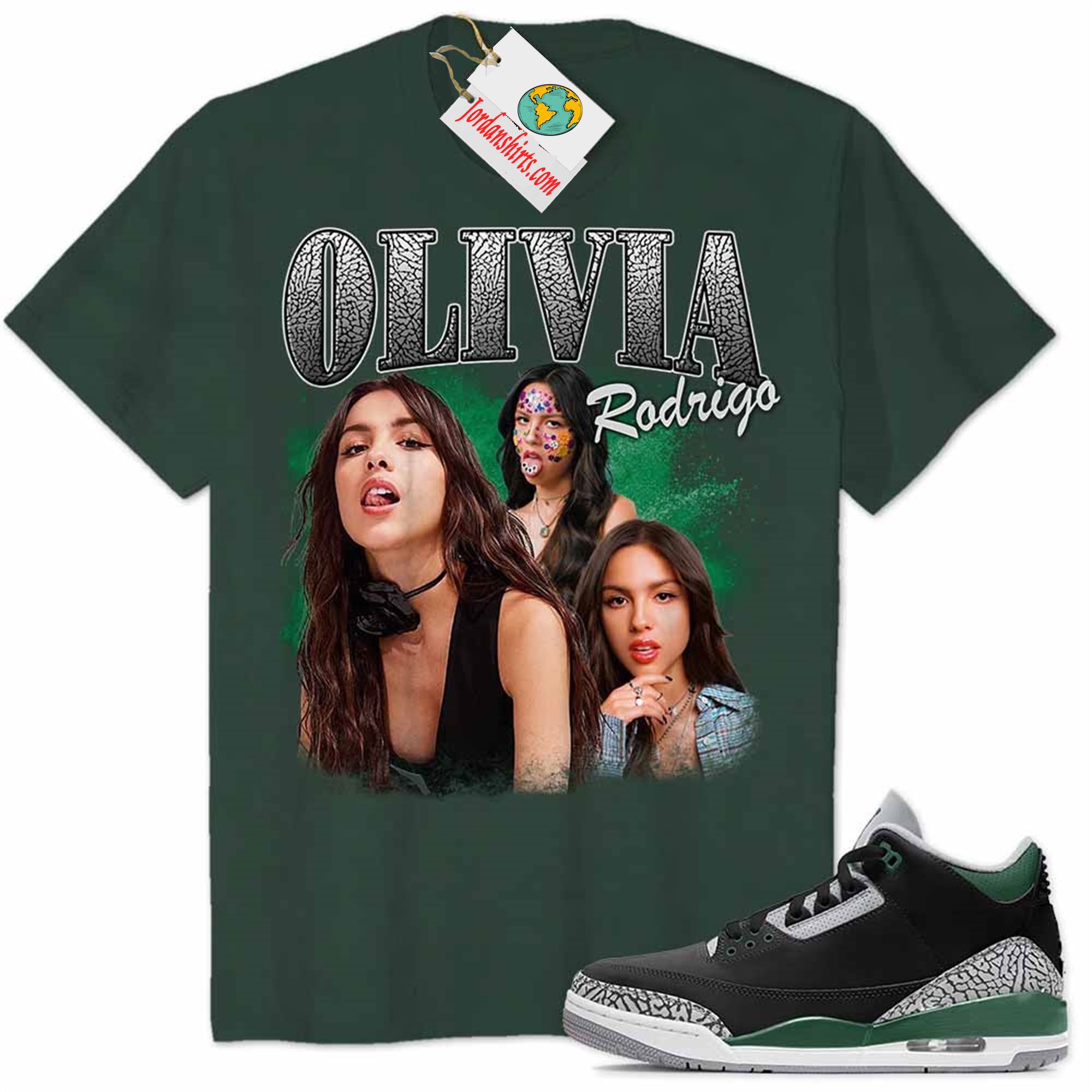 Jordan 3 Shirt, Olivia Rodrigo Vintage Graphic 90s Forest Air Jordan 3 Pine Green 3s Size Up To 5xl