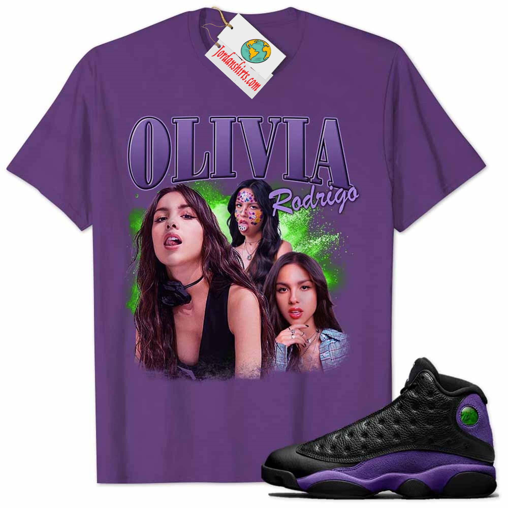Jordan 13 Shirt, Olivia Rodrigo Vintage Graphic 90s Purple Air Jordan 13 Court Purple 13s Full Size Up To 5xl