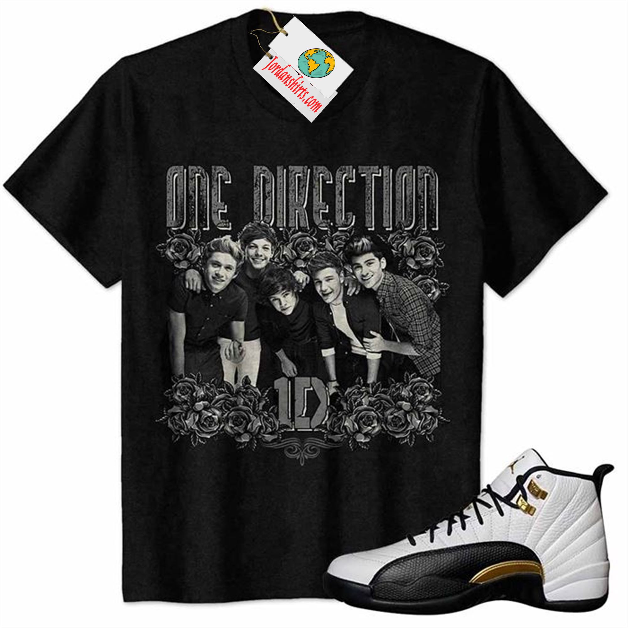 Jordan 12 Shirt, One Direction 1d Rock Metal Harry Styles Black Air Jordan 12 Royalty 12s Plus Size Up To 5xl