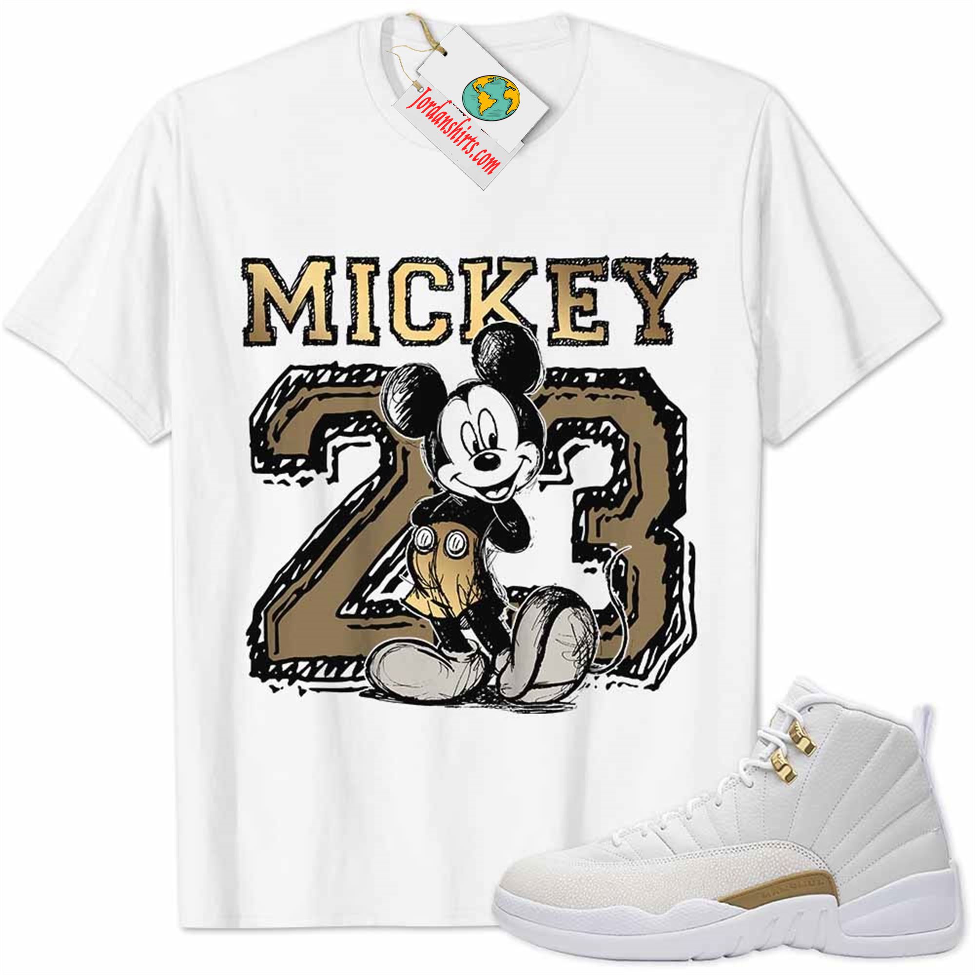 Jordan 12 Shirt, Ovo 12s Shirt Mickey 23 Michael Jordan Number Draw White Plus Size Up To 5xl